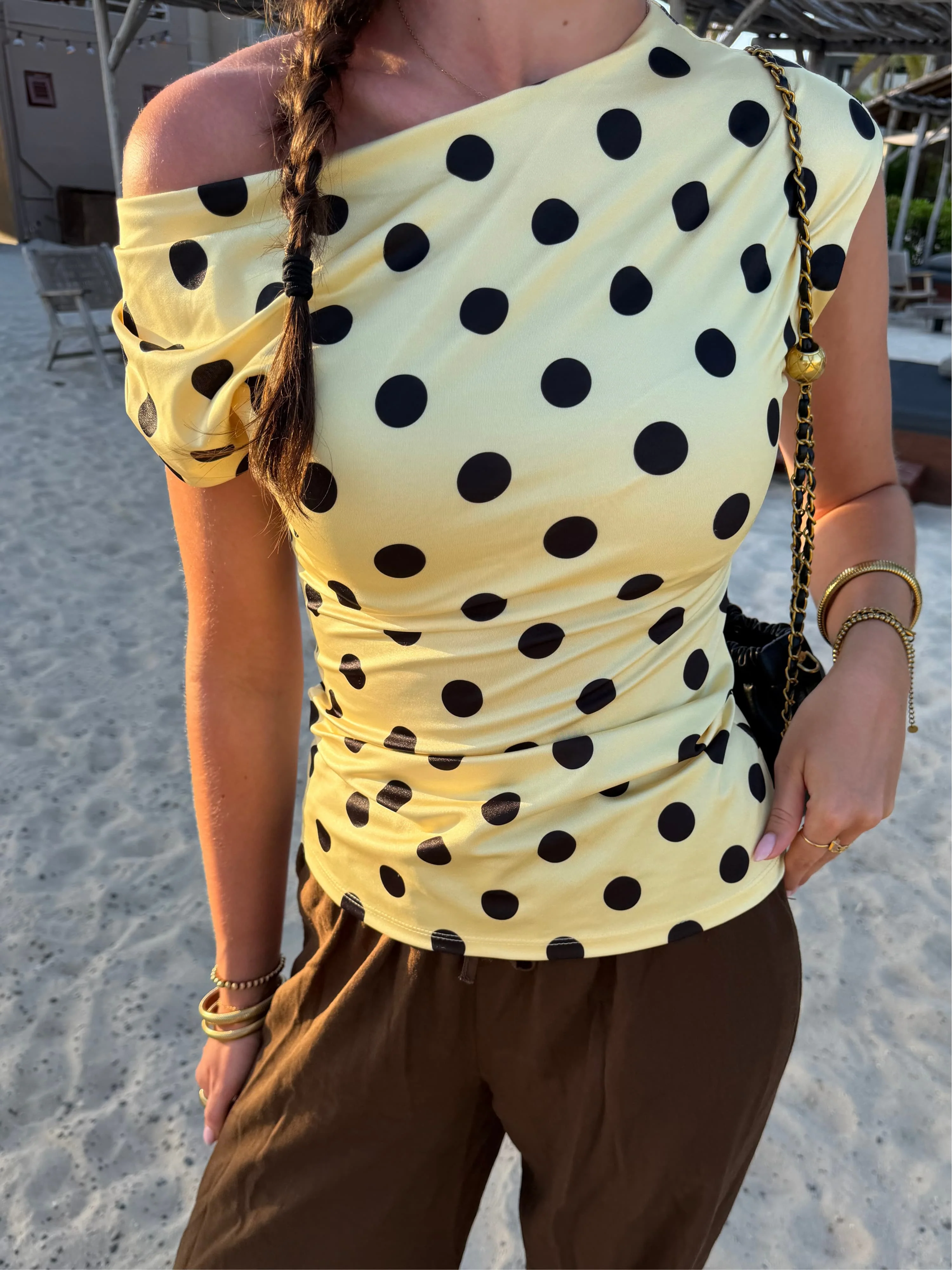 Amber Polkadot top | Geel zwart | Tall - Image 10