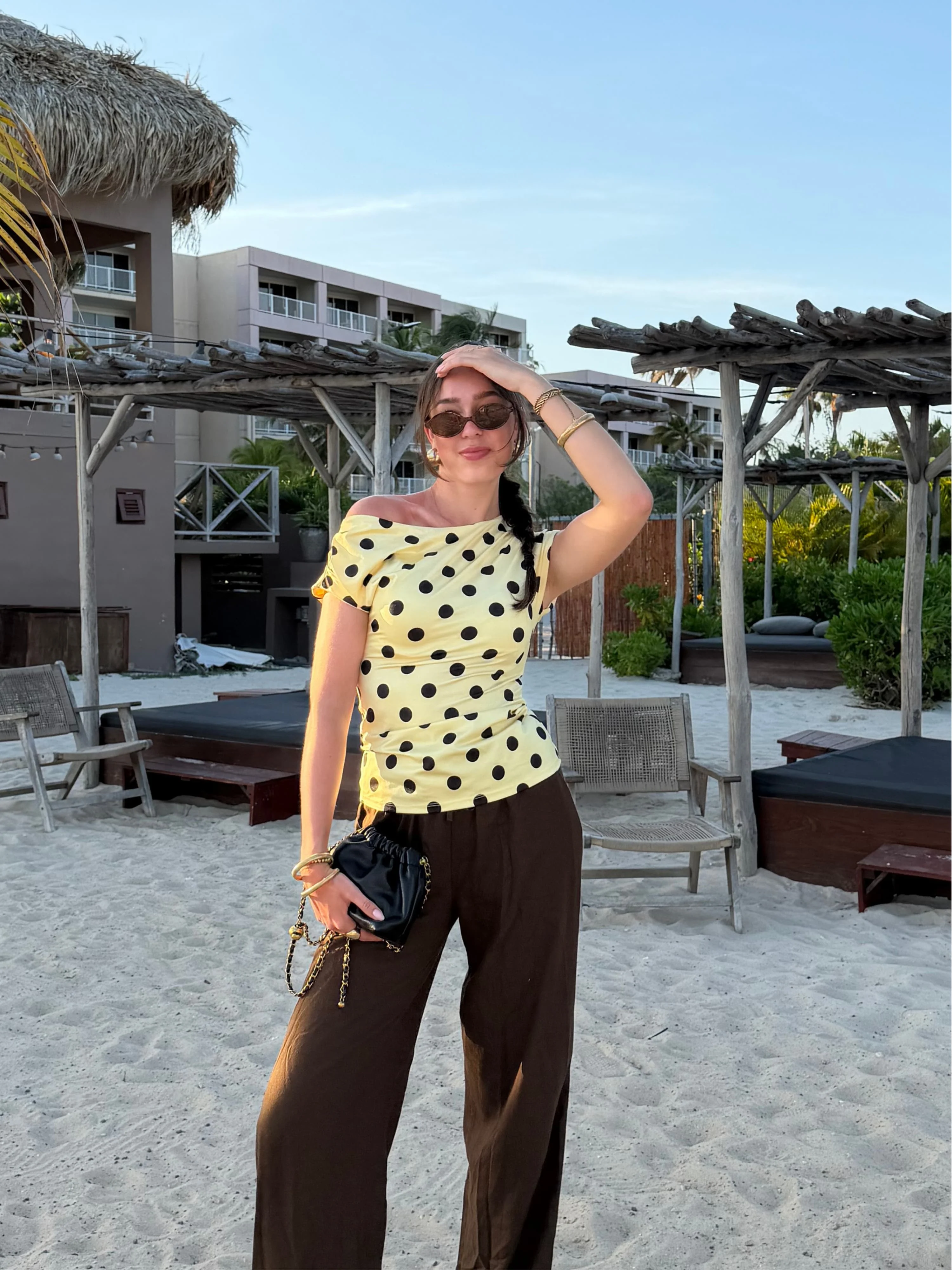 Amber Polkadot top | Geel zwart | Tall - Image 2
