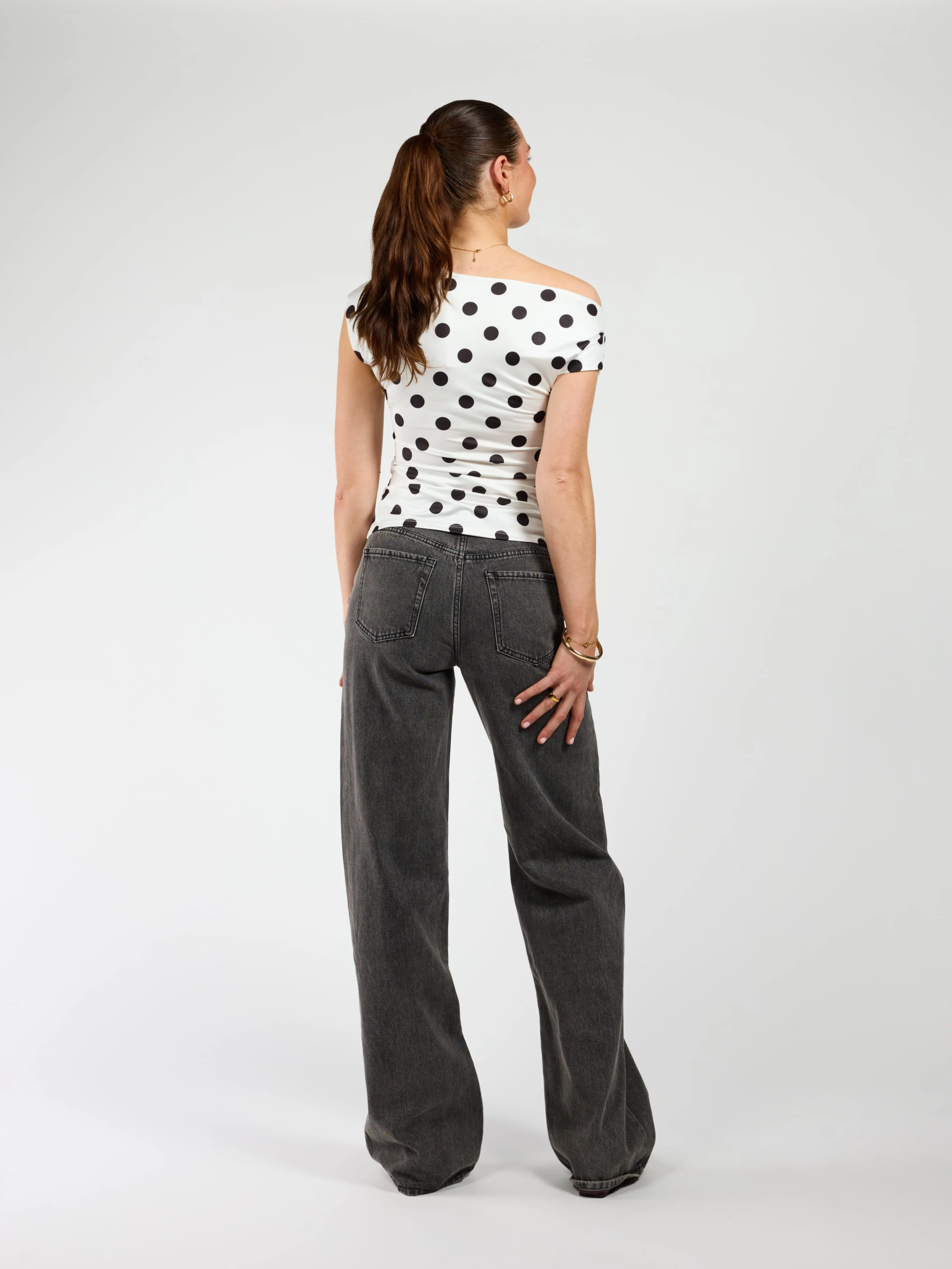 Amber Polkadot top | Wit zwart | Tall - Image 5