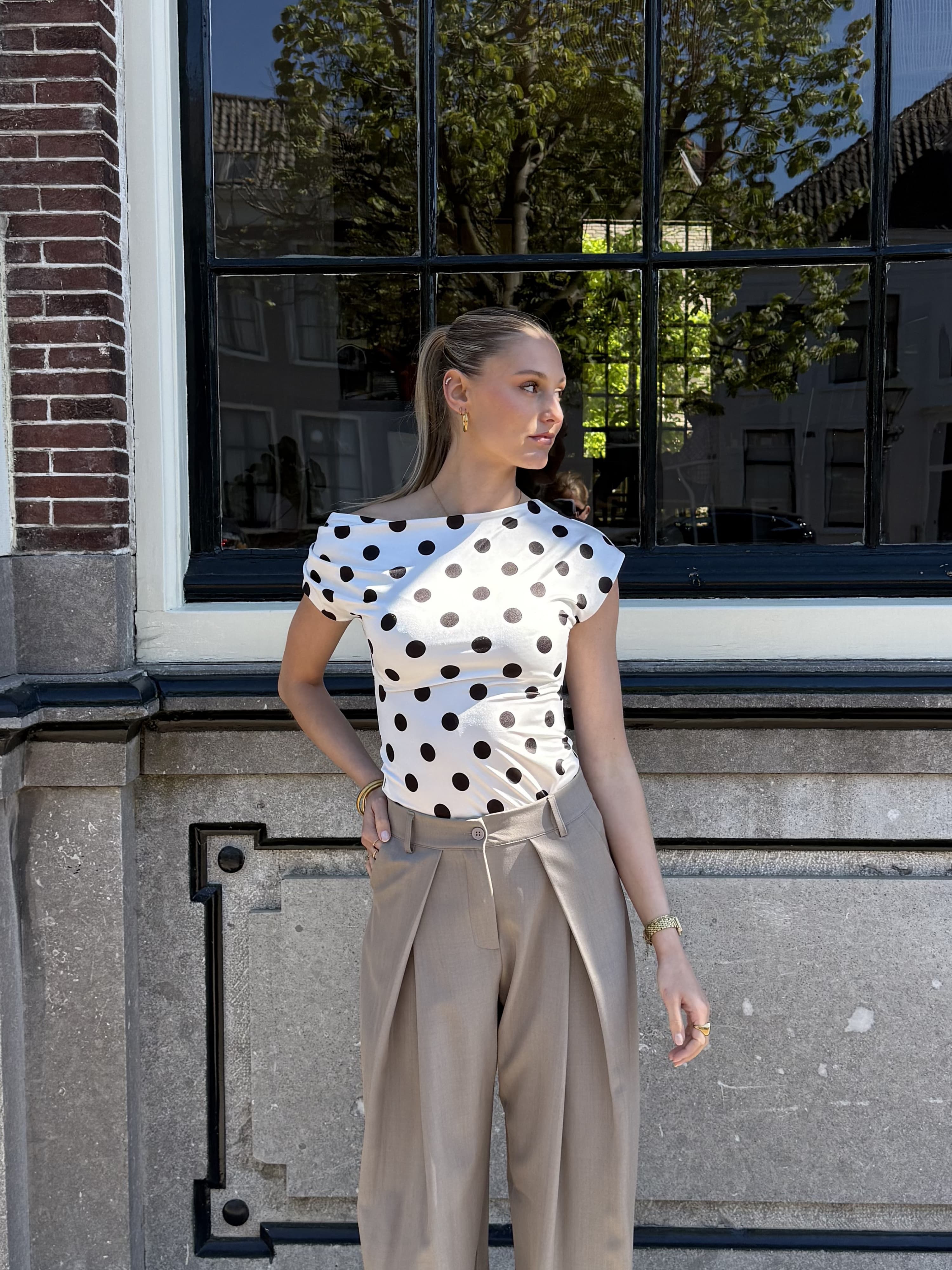 Amber Polkadot top | Wit zwart | Tall - Image 6