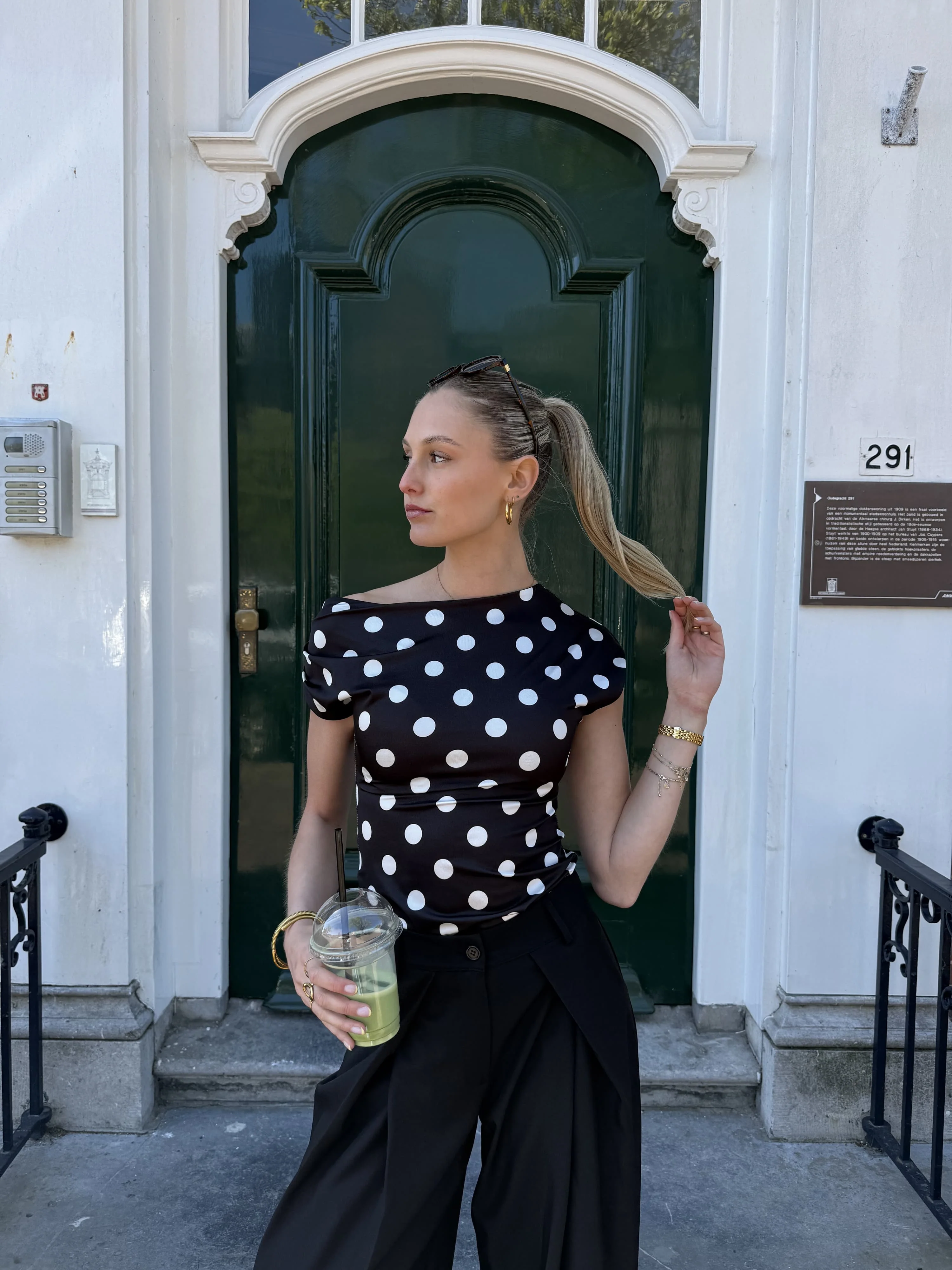 Amber Polkadot top | Zwart wit | Tall - Image 2