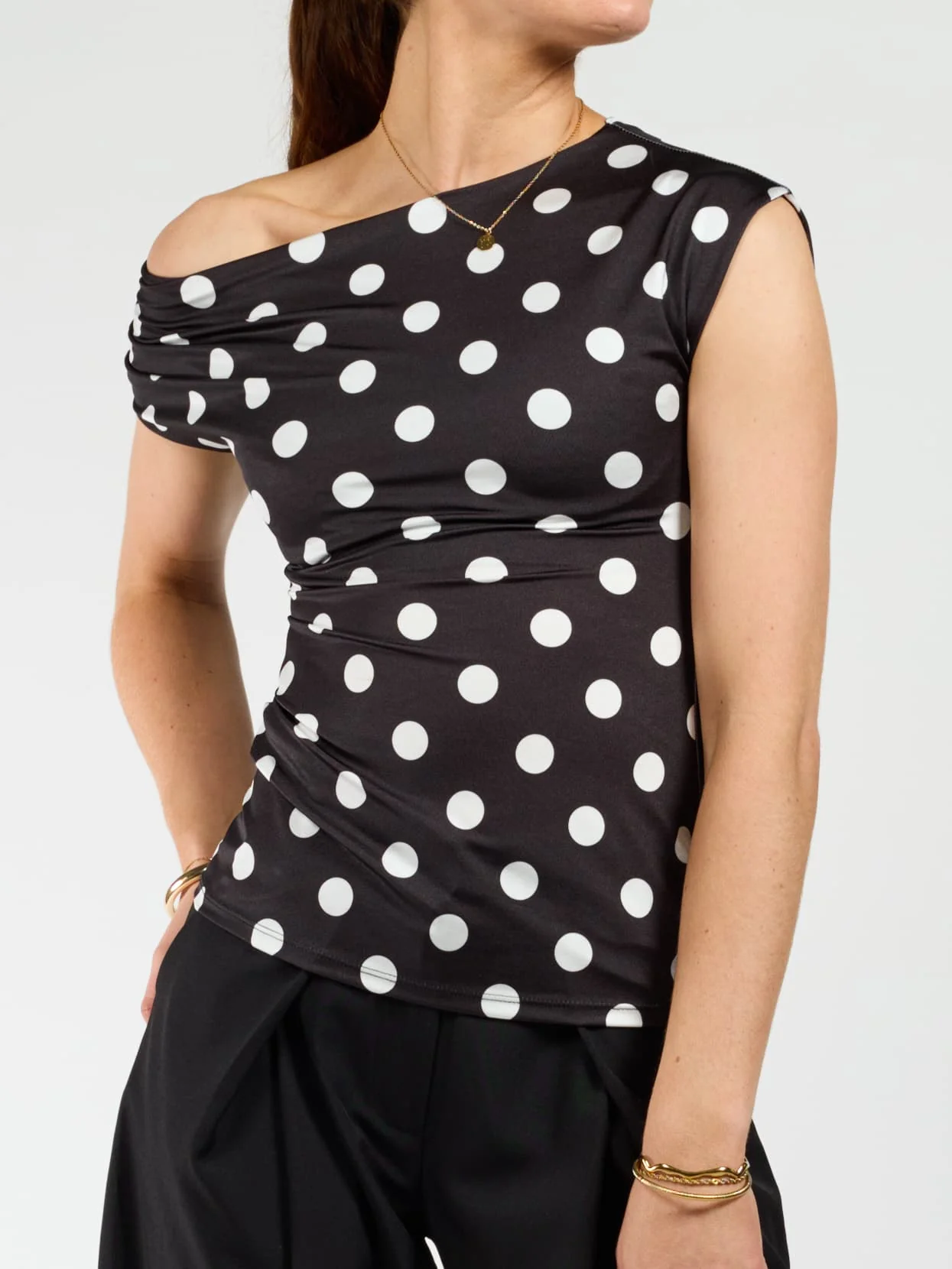 Amber Polkadot top | Zwart wit | Tall - Image 3
