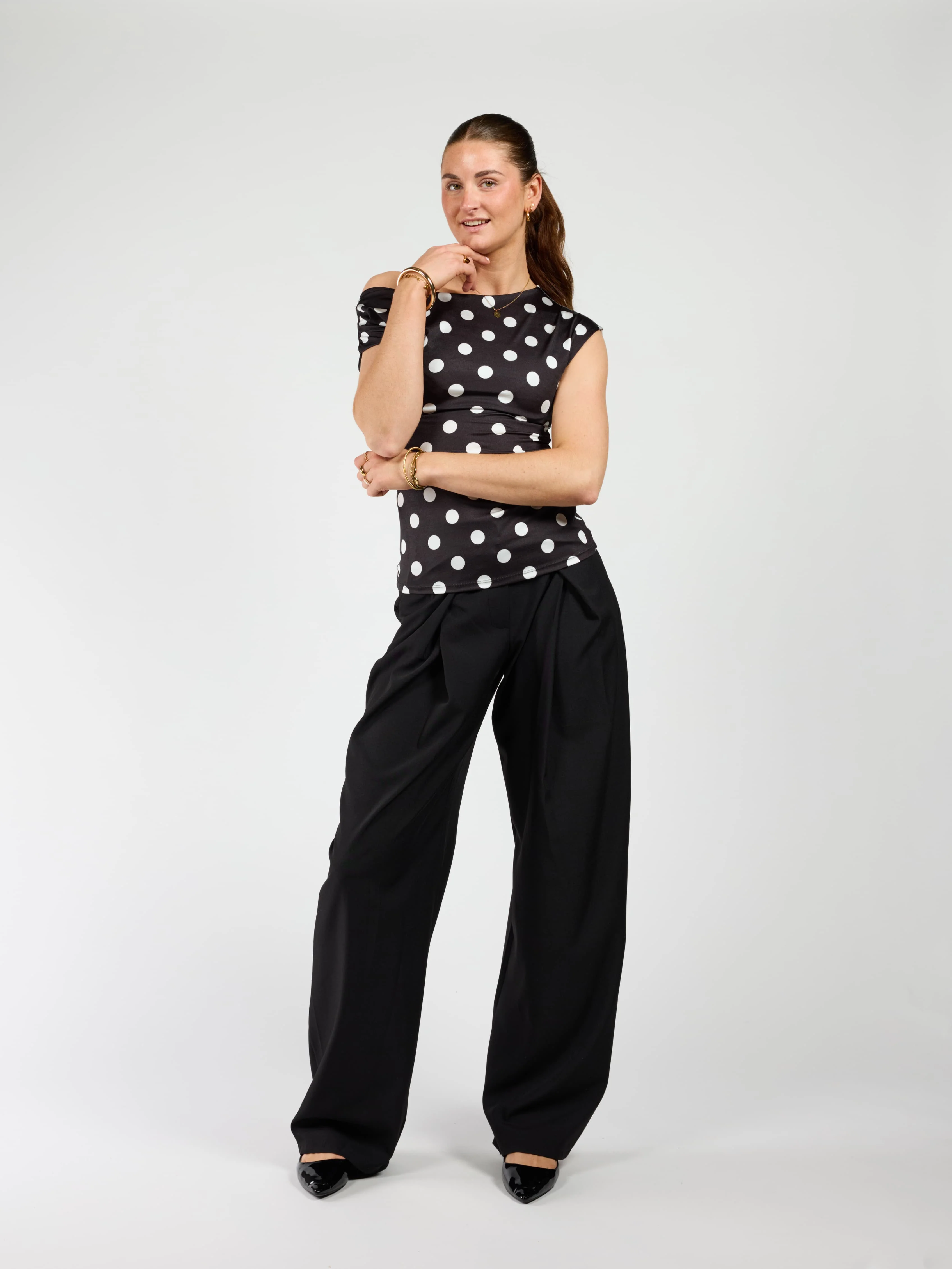 Amber Polkadot top | Zwart wit | Tall - Image 4