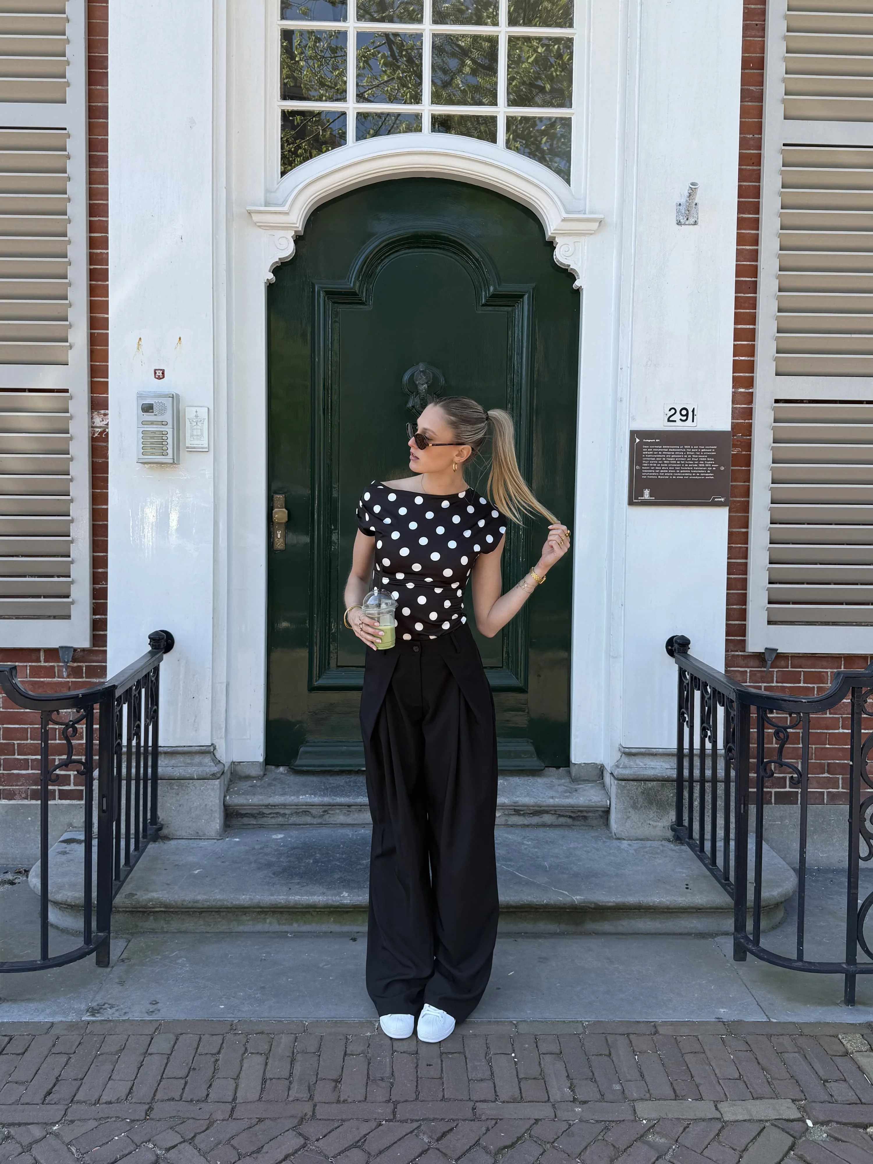 Amber Polkadot top | Zwart wit | Tall - Image 6