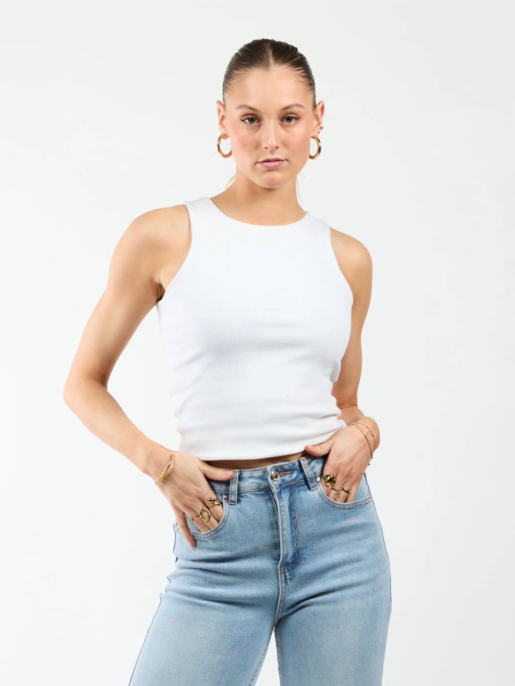 Noa Basic Tank Top | Off-white | Tall