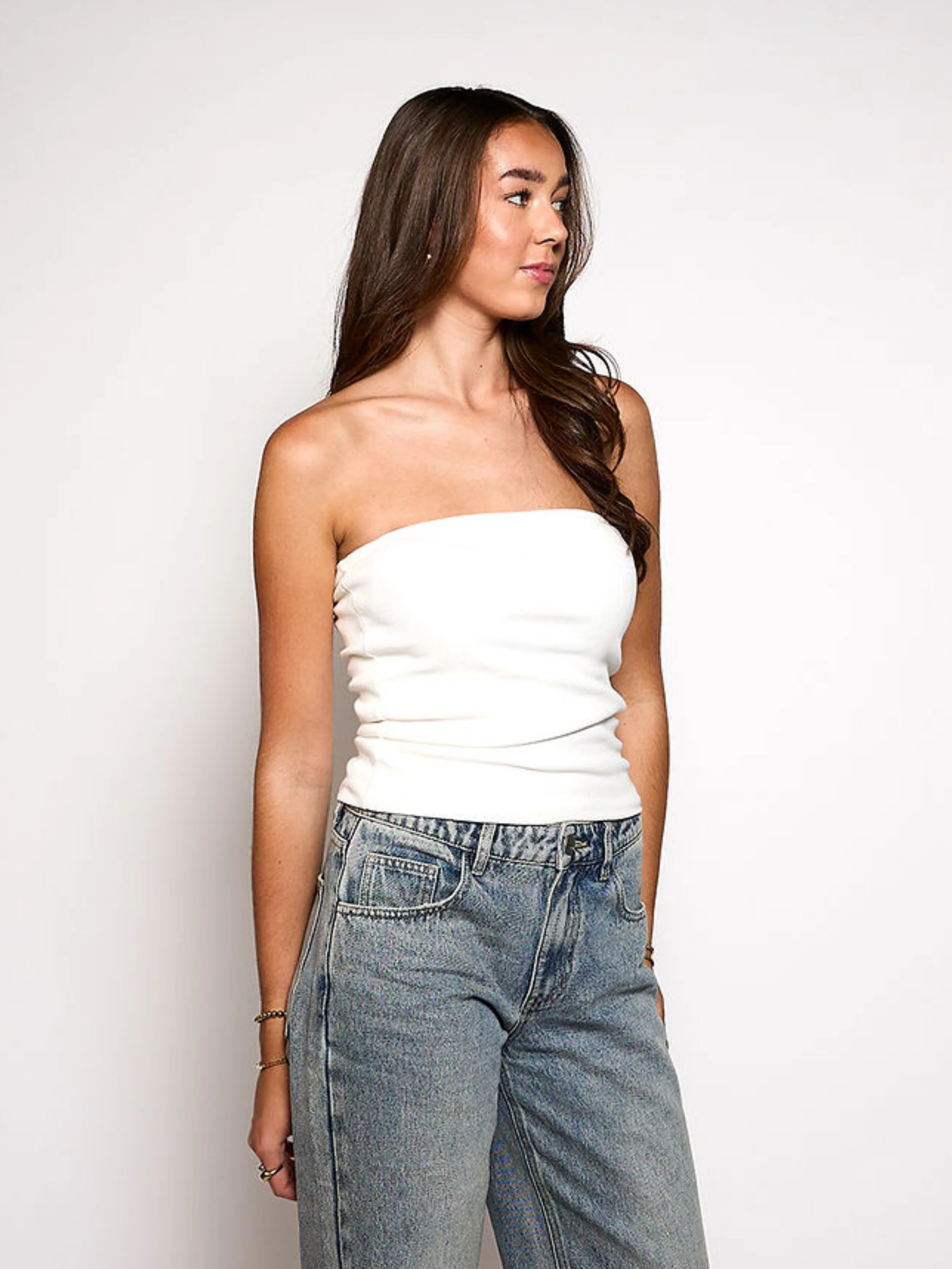 Sophia Basic Tube Top | Cream - Image 2