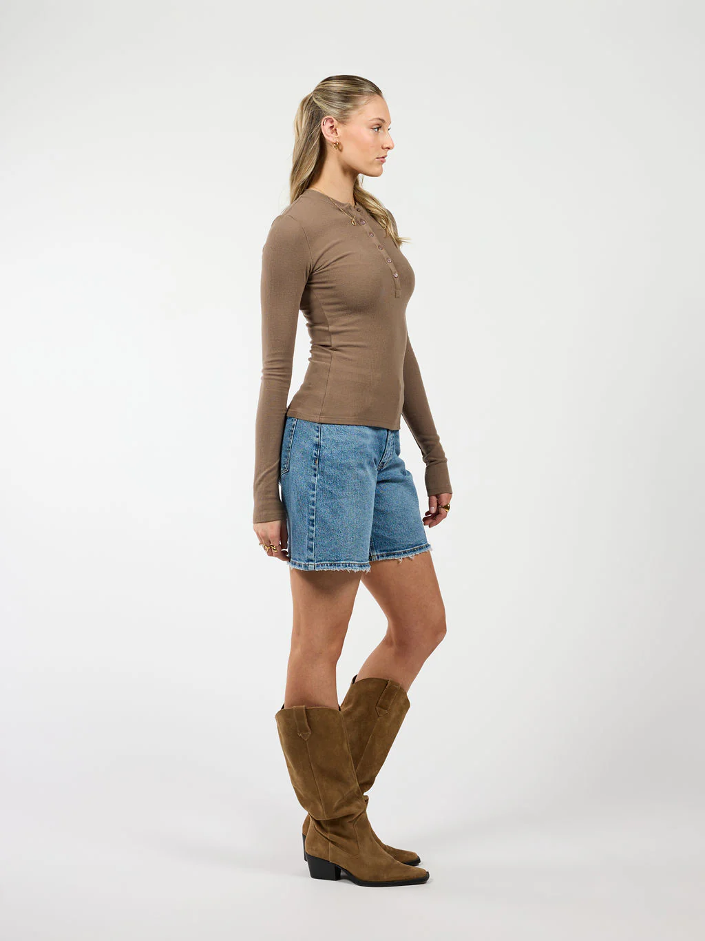 Cilia | Long sleeve top met knopen | Bruin | Tall - Image 5