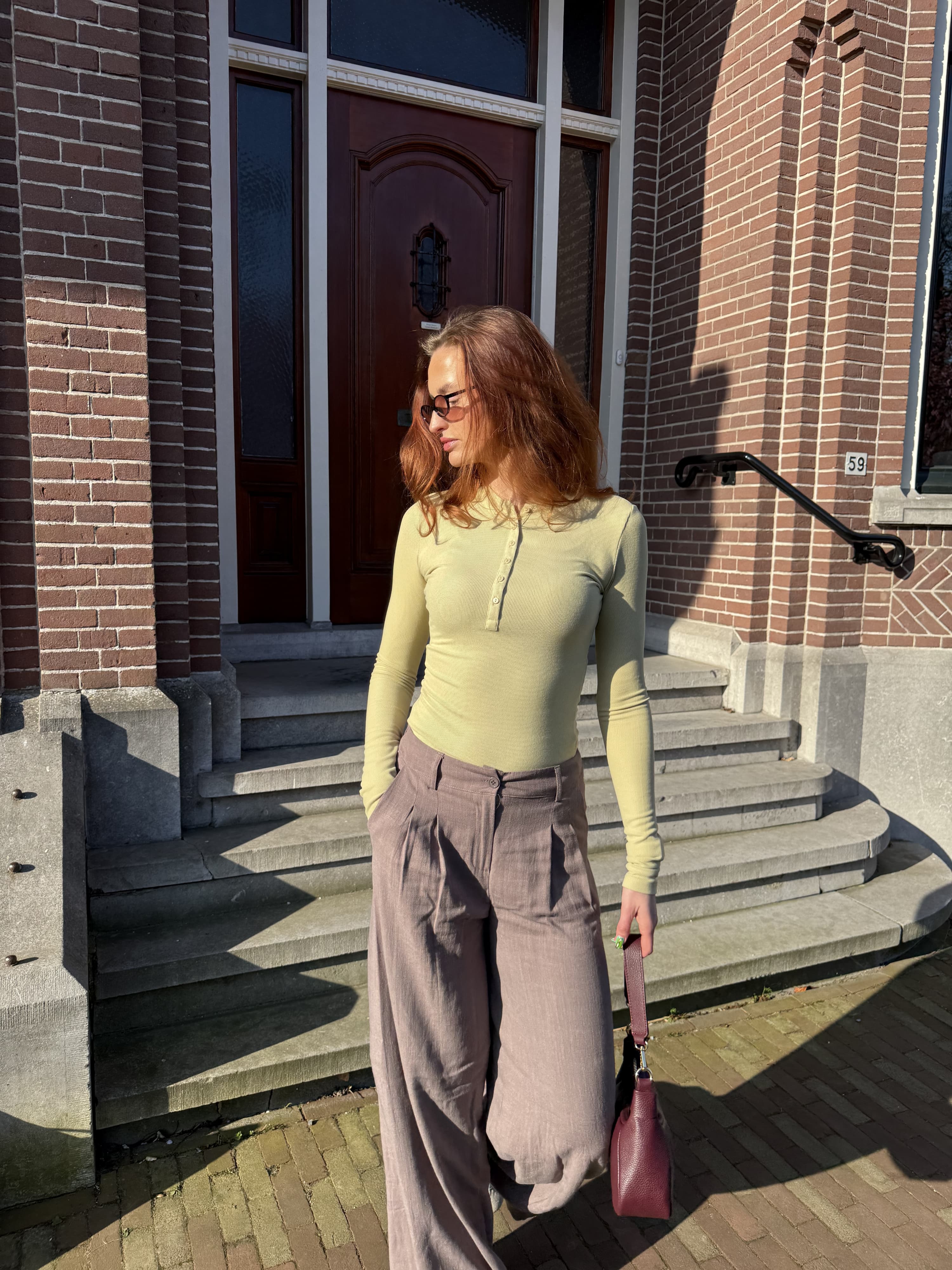 Cilia | Long sleeve top met knopen | Groen | Tall - Image 3