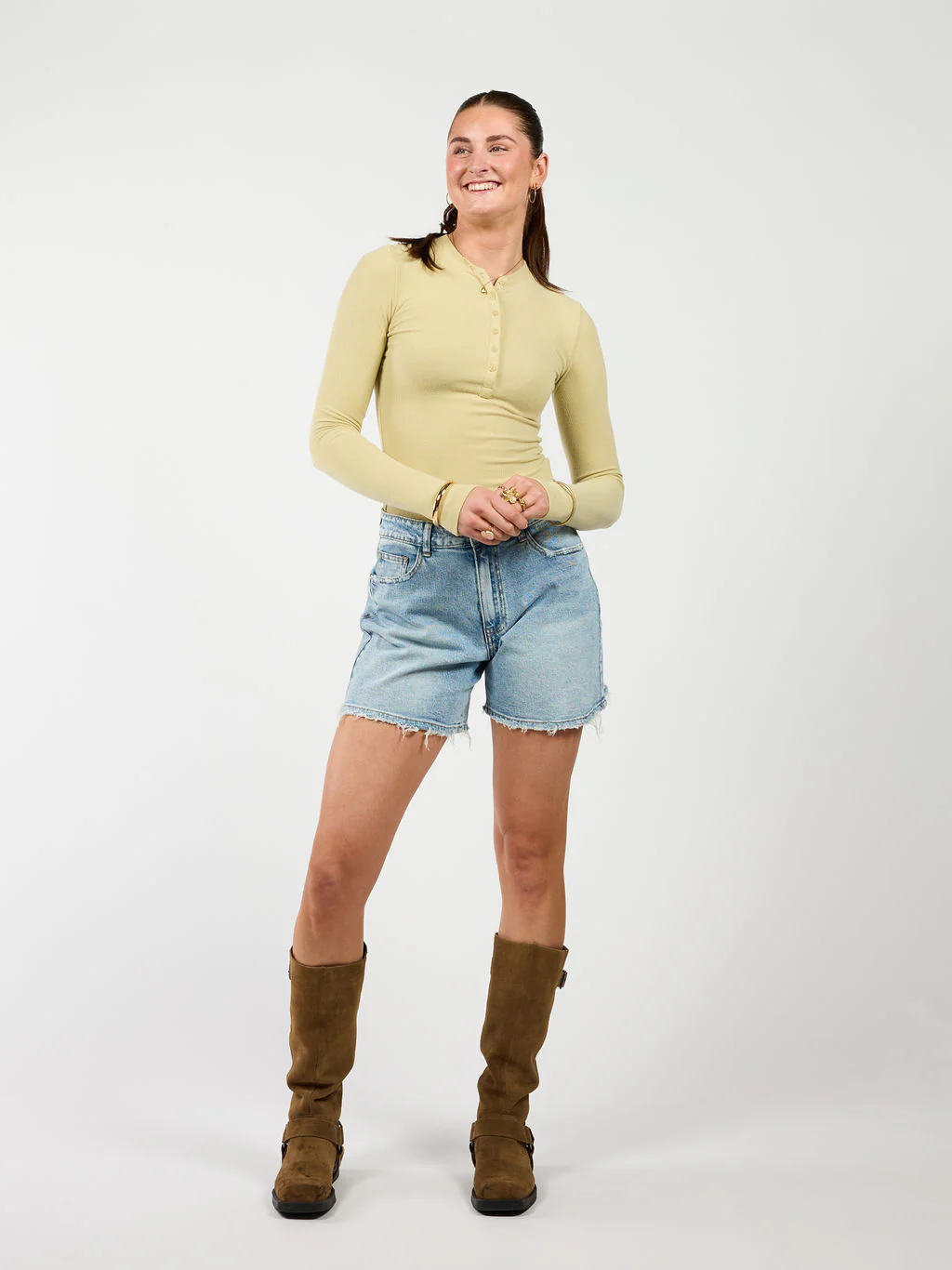 Cilia | Long sleeve top met knopen | Groen | Tall - Image 4
