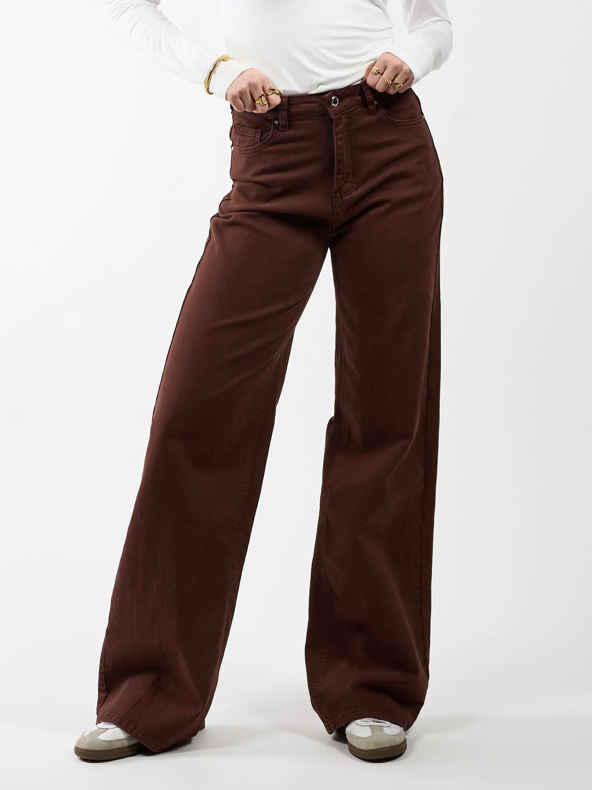 Elle | Super Wide Leg Jeans | Donkerbruin | Tall