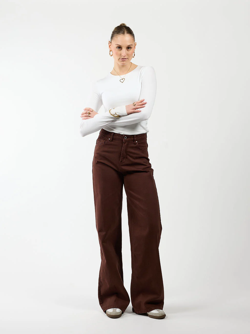 Elle | Super Wide Leg Jeans | Donkerbruin | Tall - Image 3
