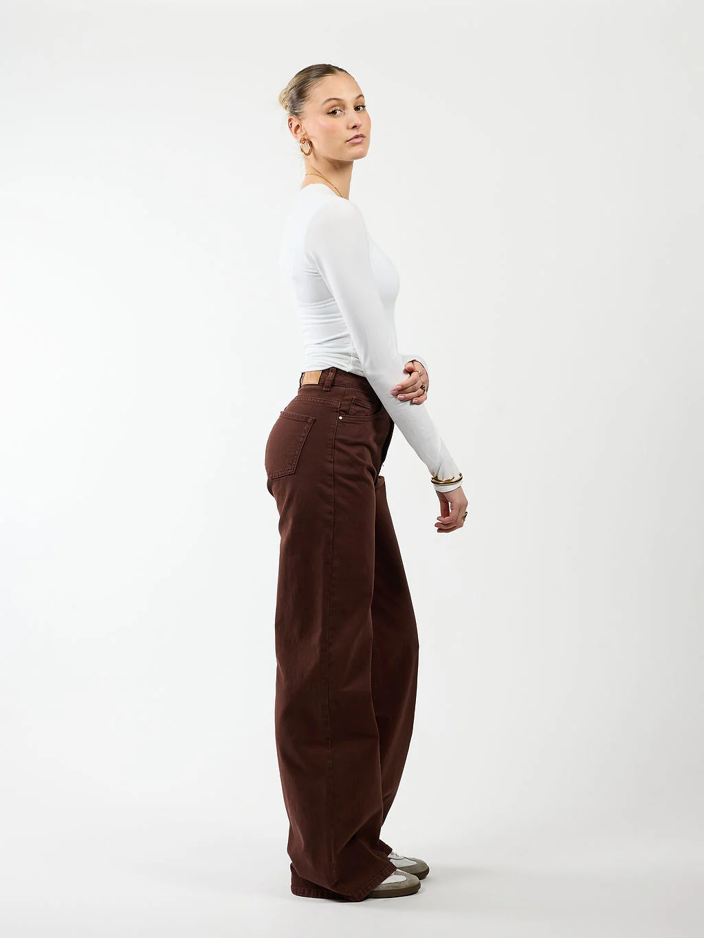 Elle | Super Wide Leg Jeans | Donkerbruin | Tall - Image 5