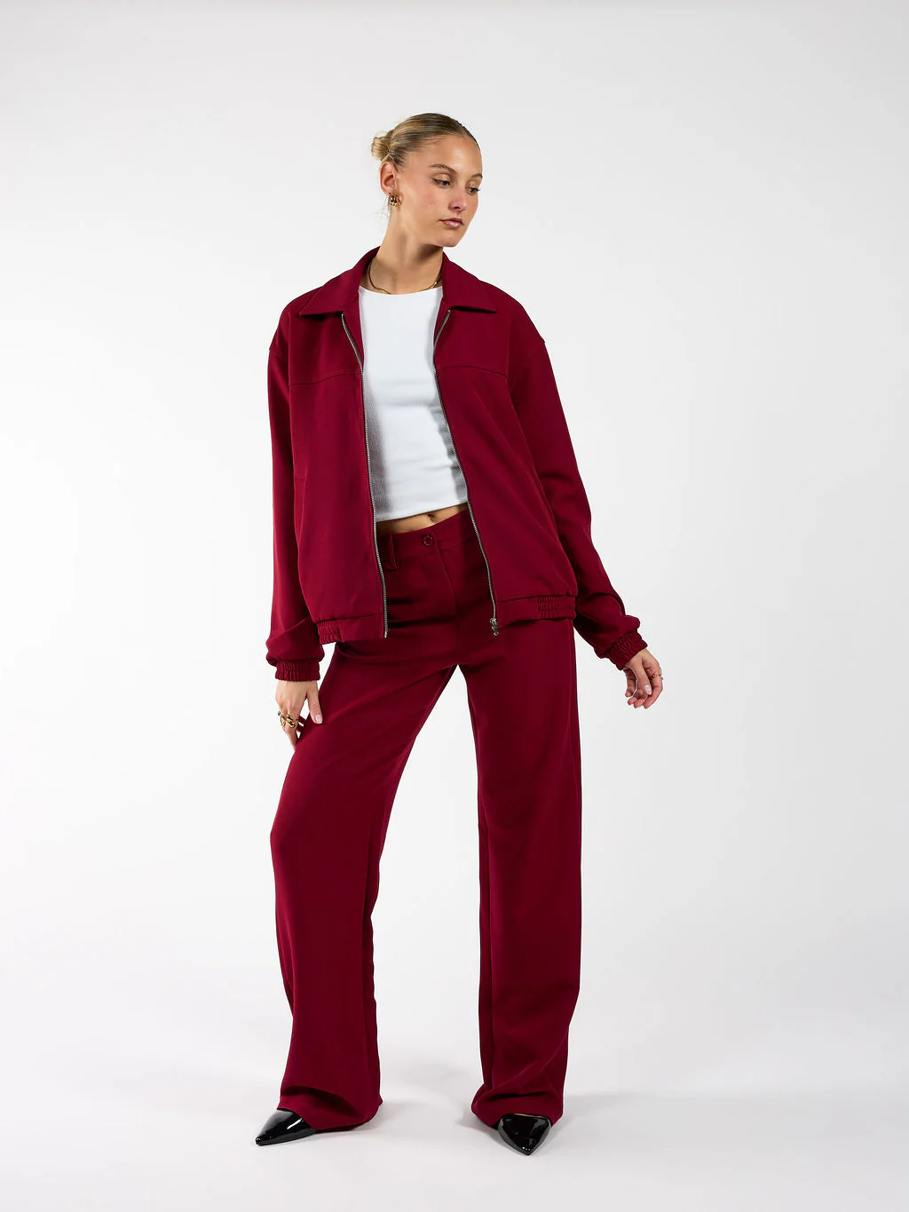 Lily jacket met kraag | Bordeaux | Tall - Image 9