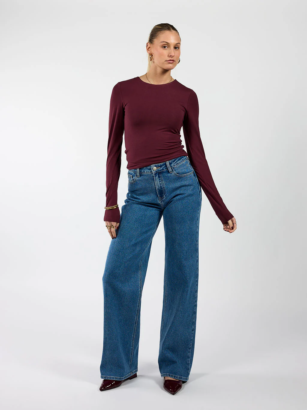 Indy | Mid Waist Wide Leg Jeans | Blauw | Stretch | Tall - Image 3