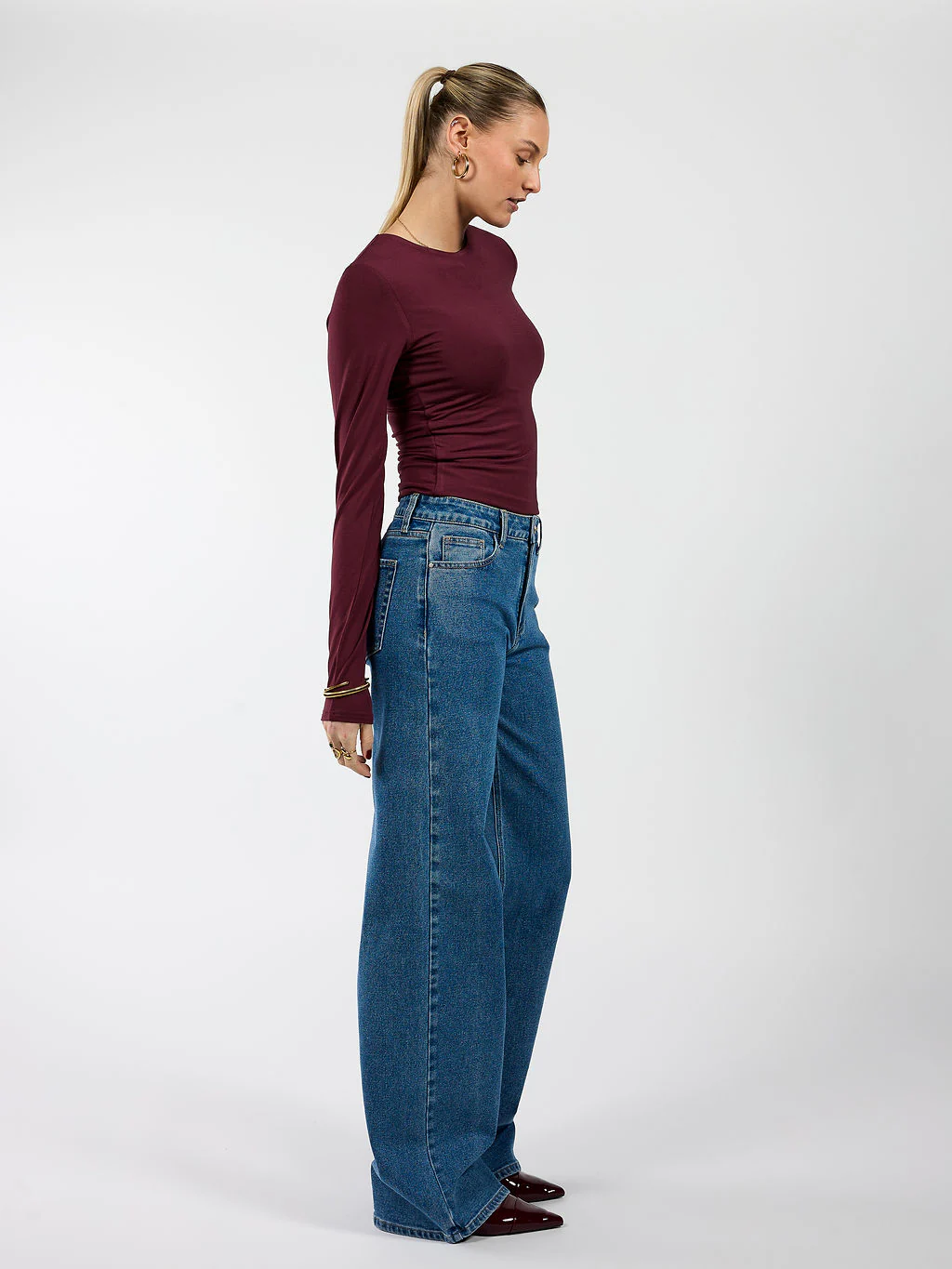 Indy | Mid Waist Wide Leg Jeans | Blauw | Stretch | Tall - Image 4