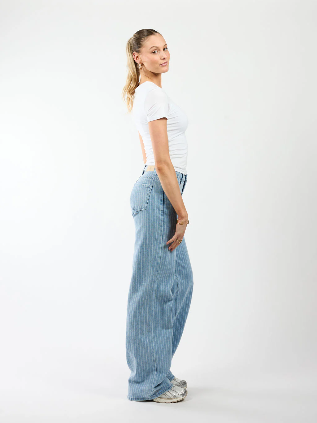Indy | Mid Waist Wide Leg Jeans | Met krijtstreep | Stretch | Tall - Image 5