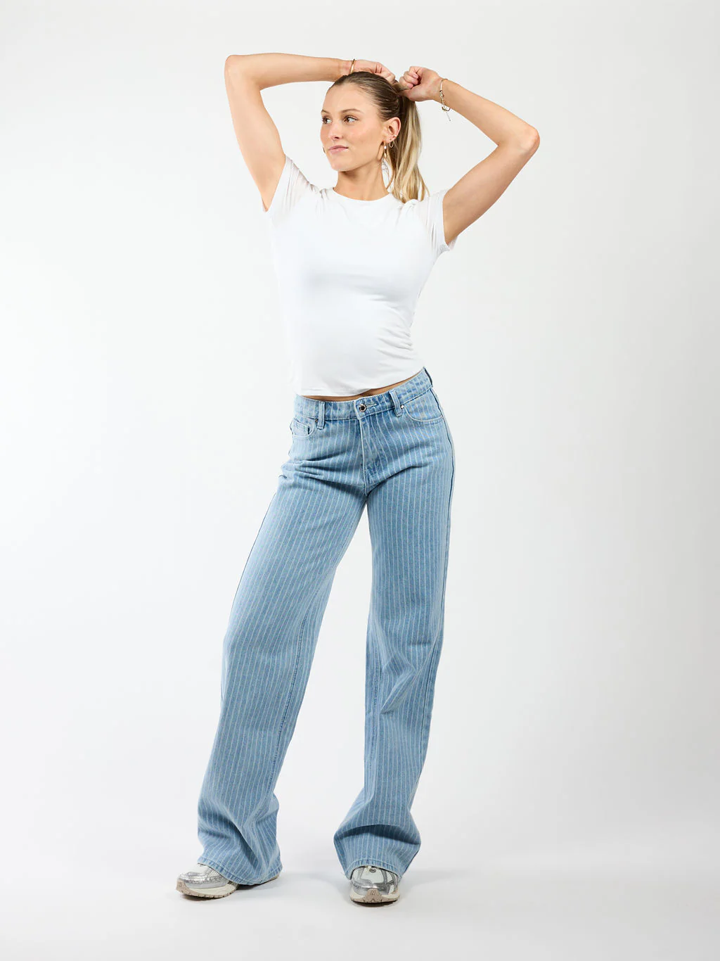 Indy | Mid Waist Wide Leg Jeans | Met krijtstreep | Stretch | Tall - Image 6