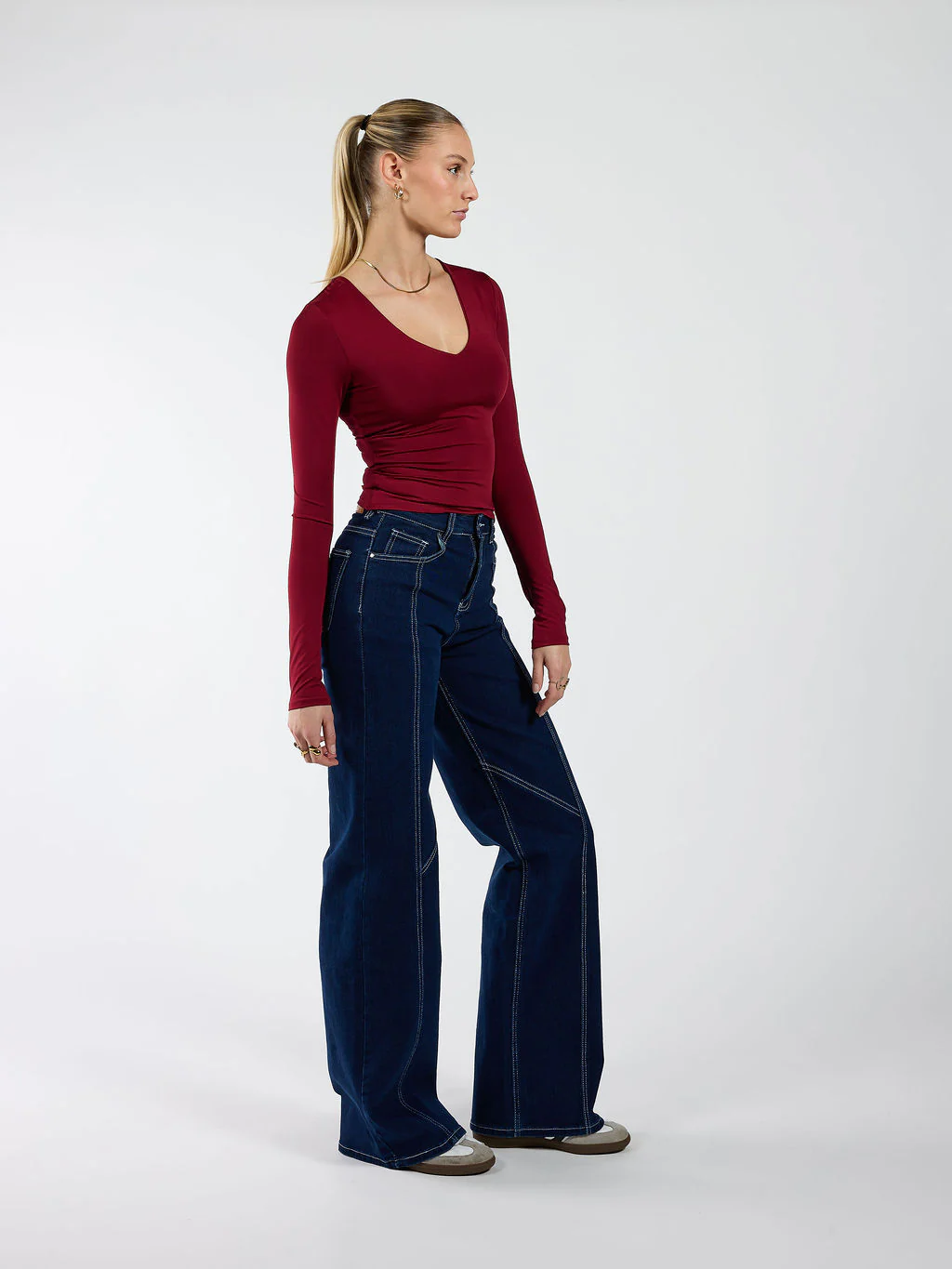 Iza | Super Wide Leg Jeans | Stretch | Donkerblauw | Tall - Image 4