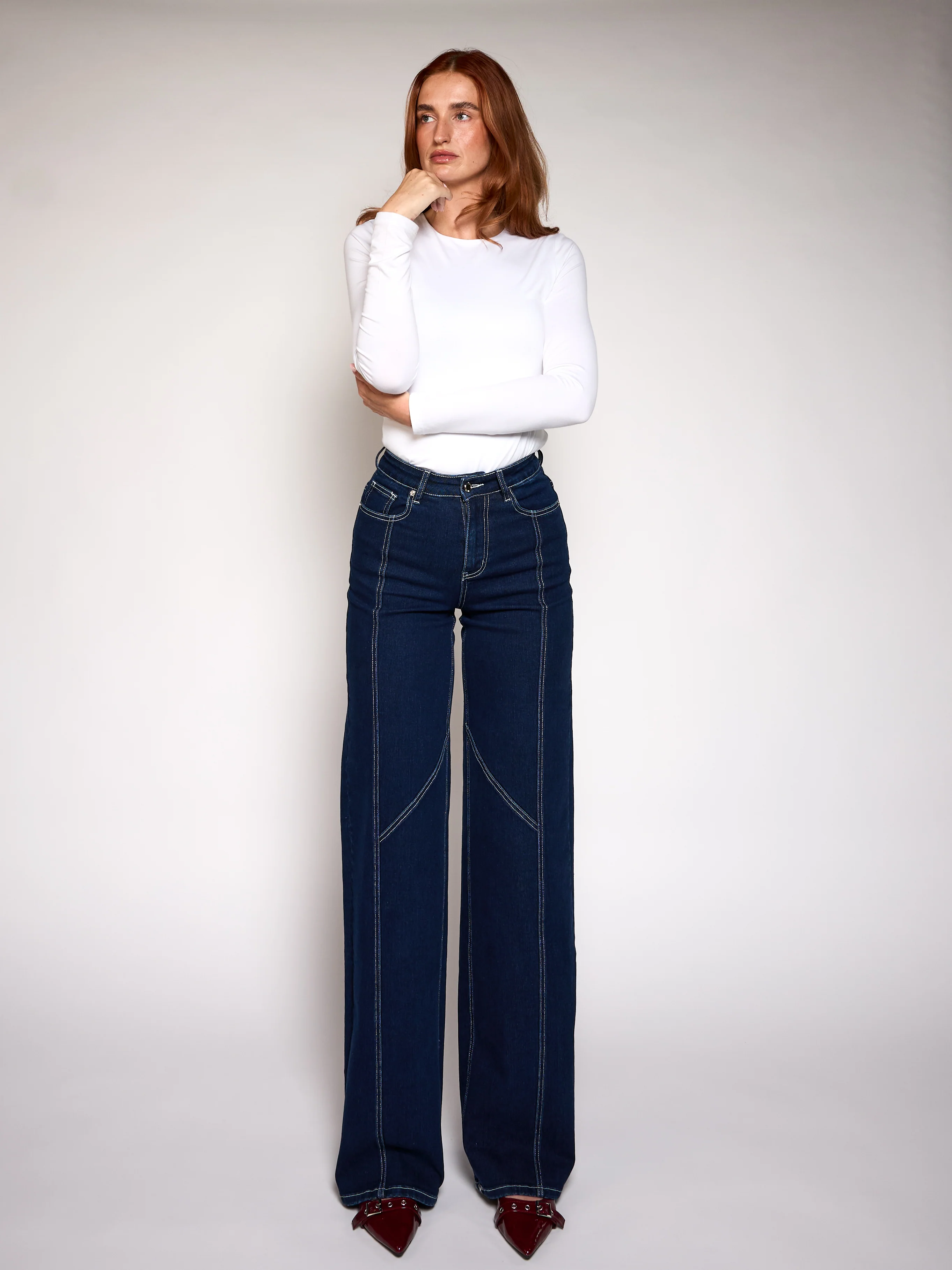 Iza | Super Wide Leg Jeans | Stretch | Donkerblauw | Tall - Image 6