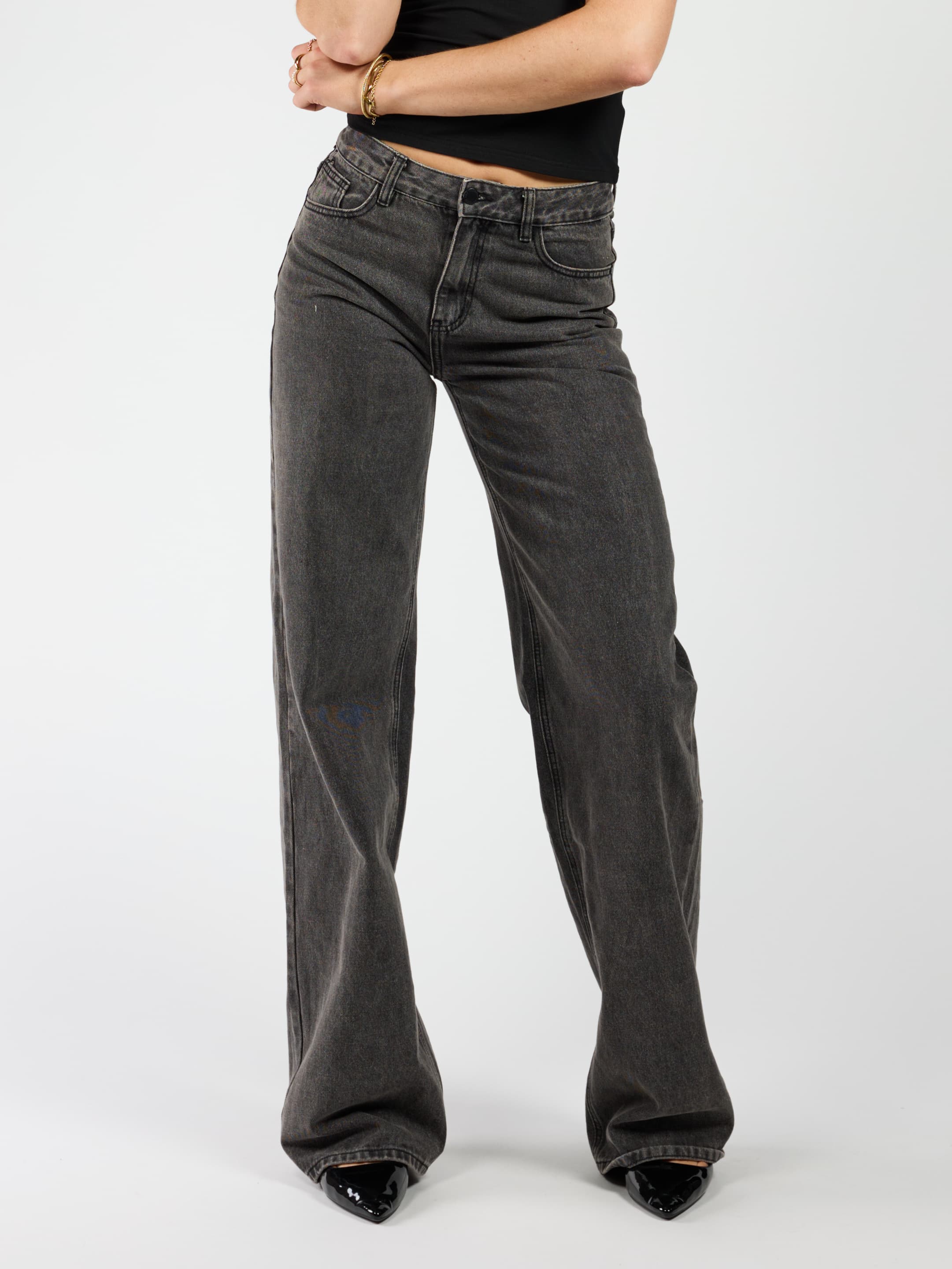 Jade Super Wide Leg Jeans | Mid-waist | Dark grey |
