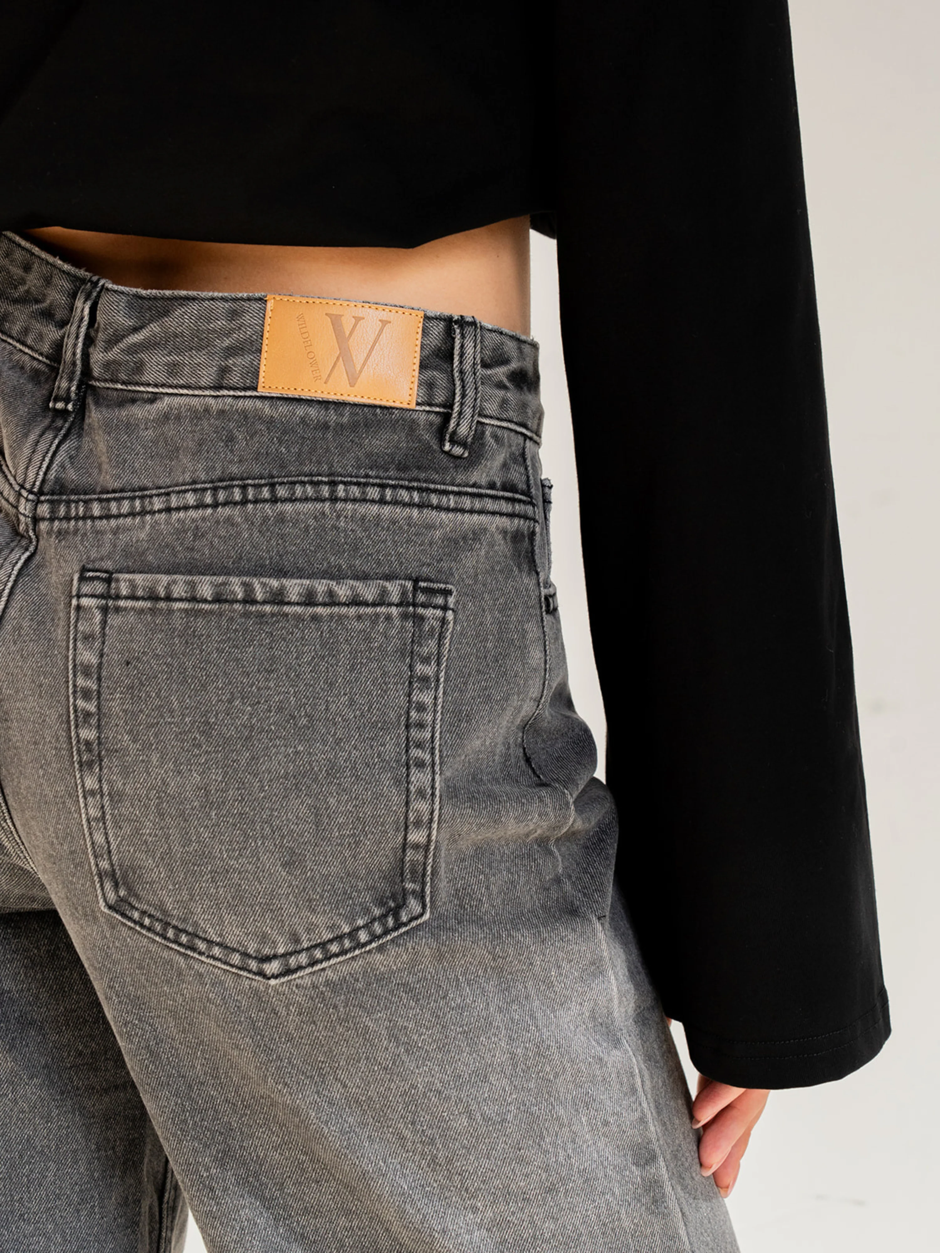 Jade Super Wide Leg Jeans | Mid-waist | Dark grey | - Image 10