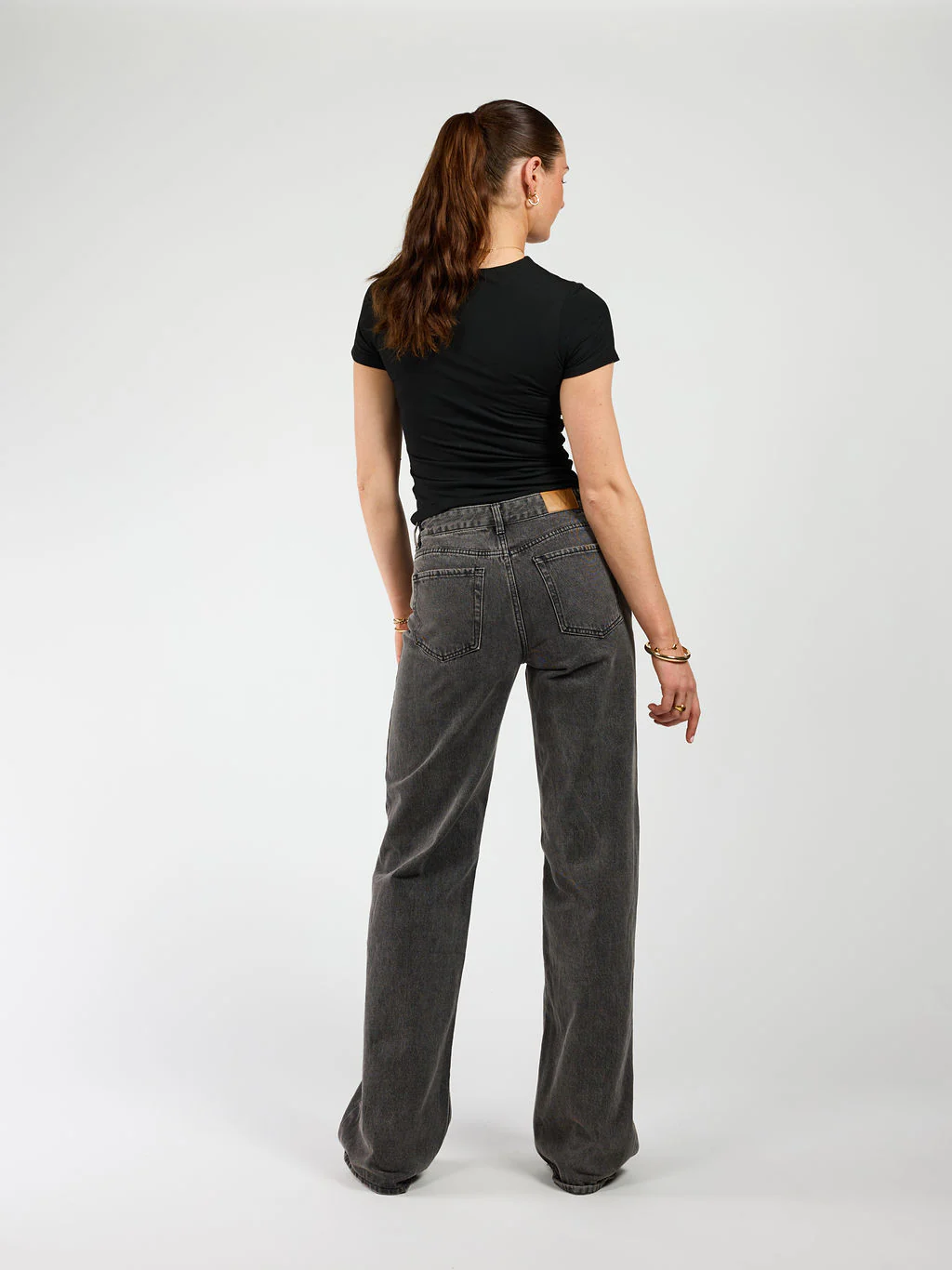 Jade Super Wide Leg Jeans | Mid-waist | Dark grey | - Image 5