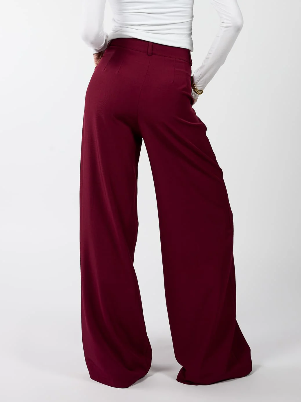 Jip | Wide leg pantalon met plooien | Bordeaux | Tall - Image 4
