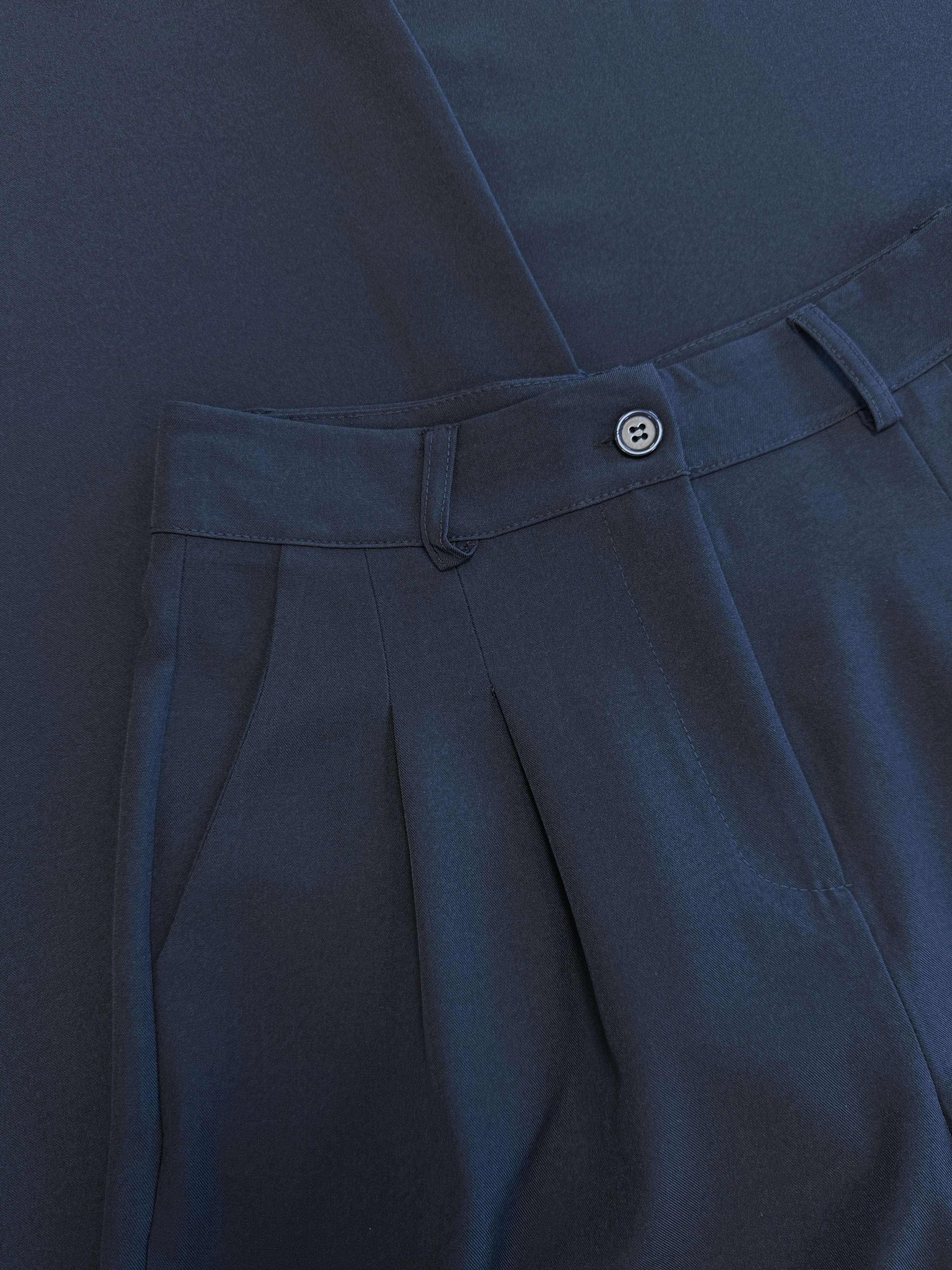 Jip | Wide leg pantalon met plooien | Navy | Tall - Image 9