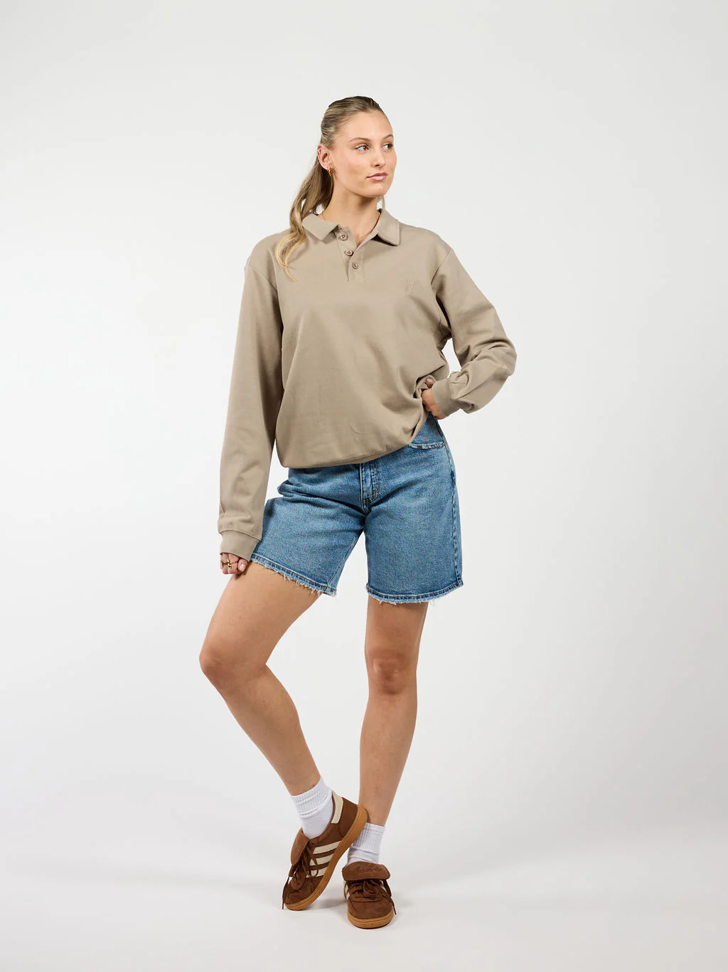 June | Sweater met polokraag | Sage groen | Tall - Image 3