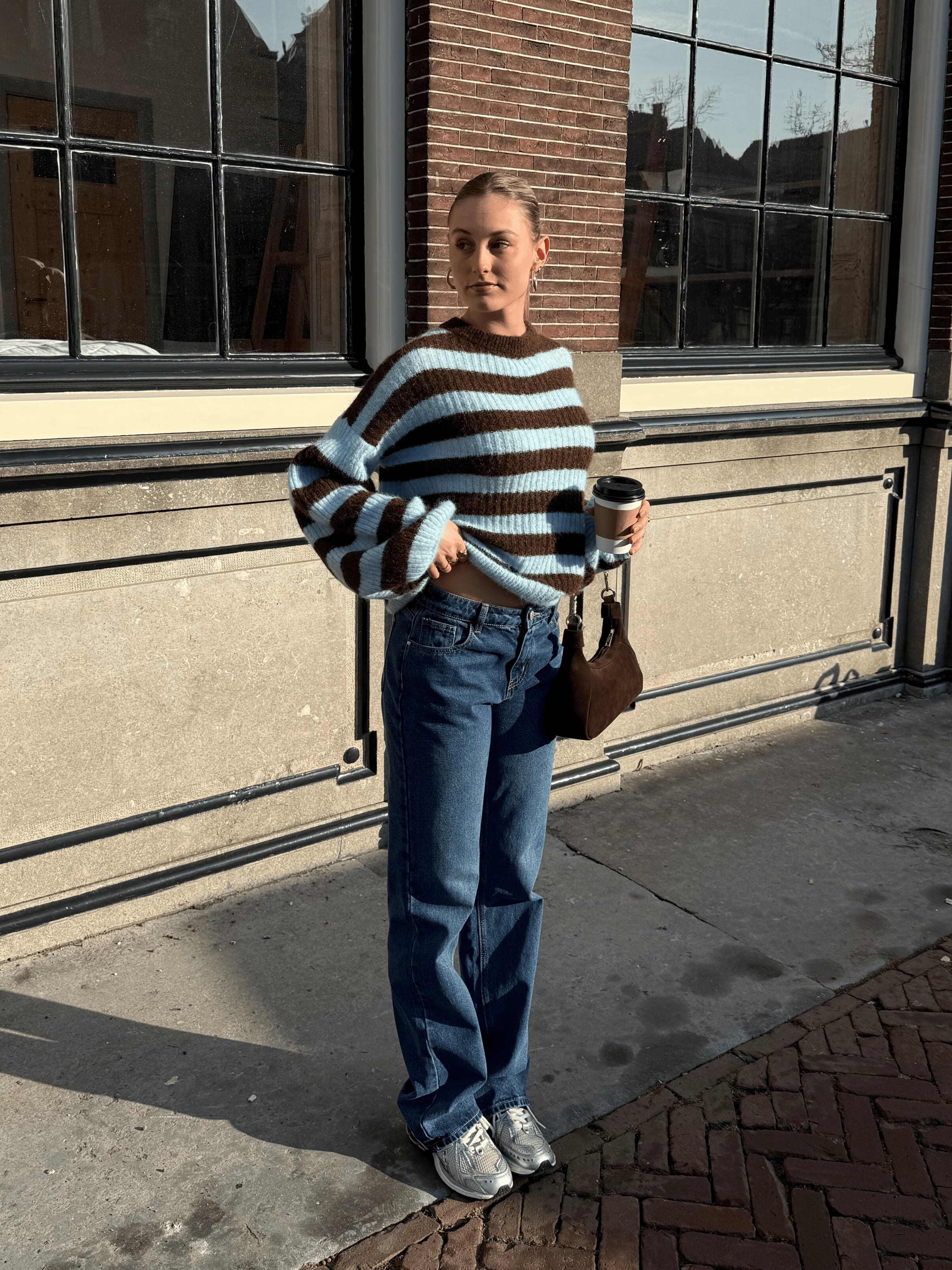 Leah Knit | Gestreept blauw bruin | Tall - Image 2