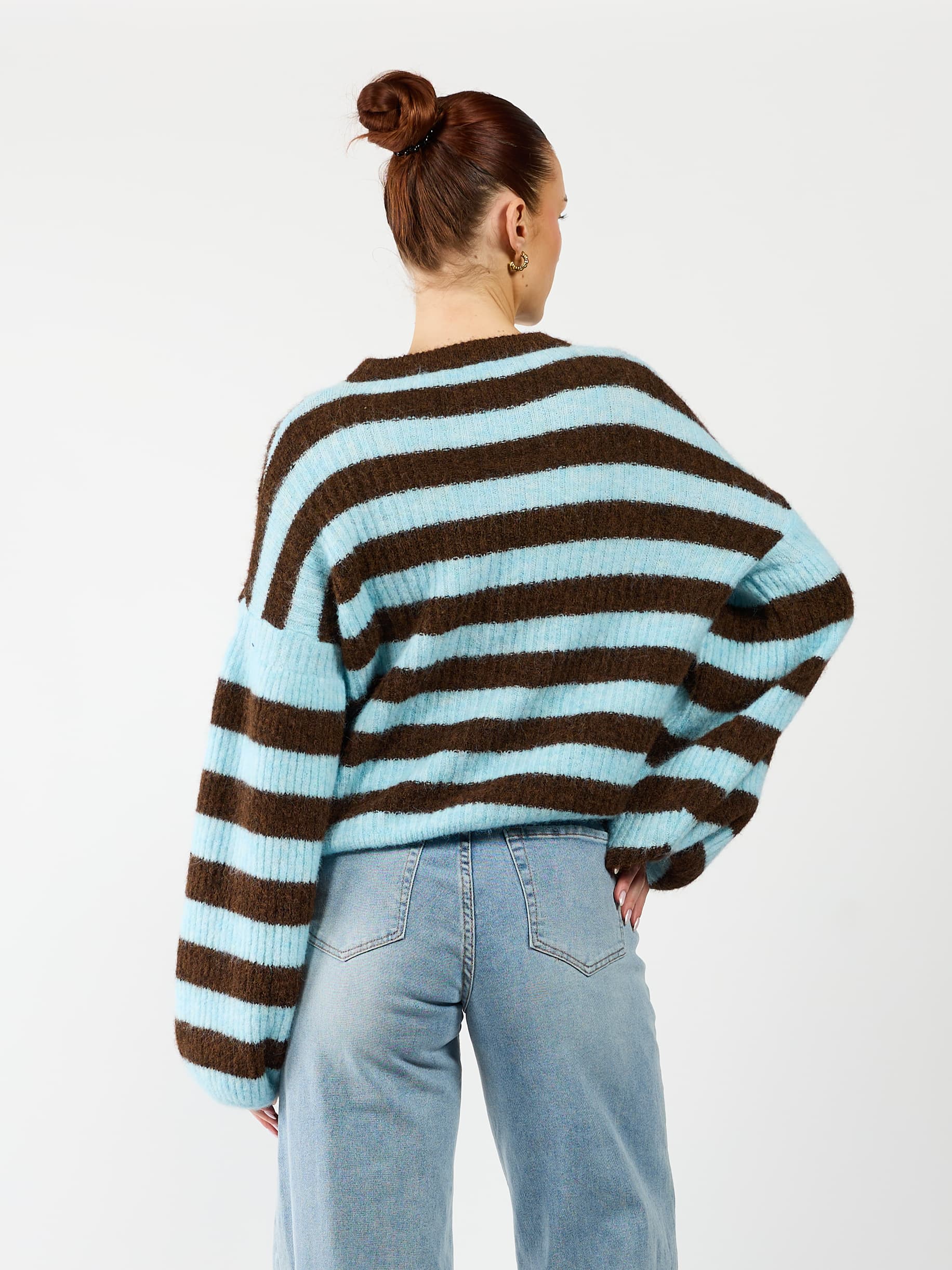 Leah Knit | Gestreept blauw bruin | Tall - Image 3