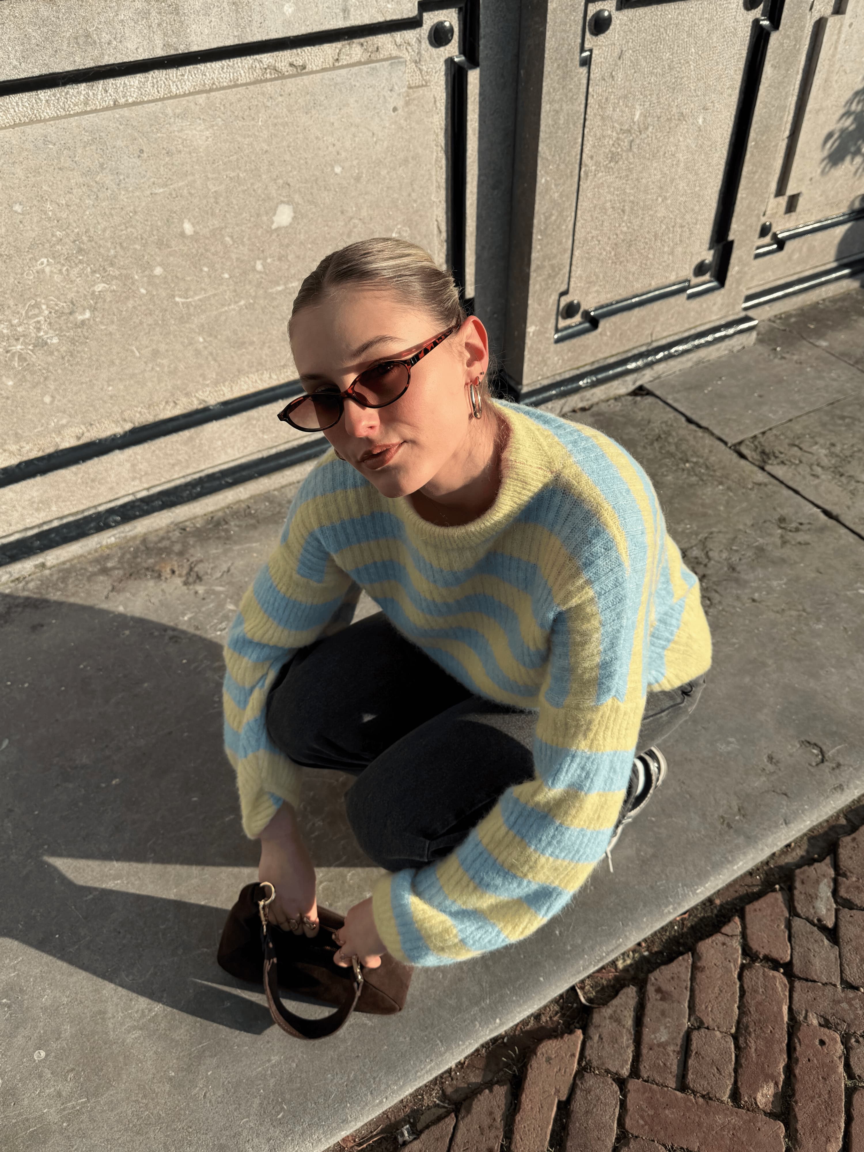 Leah Knit | Gestreept blauw geel | Tall - Image 3