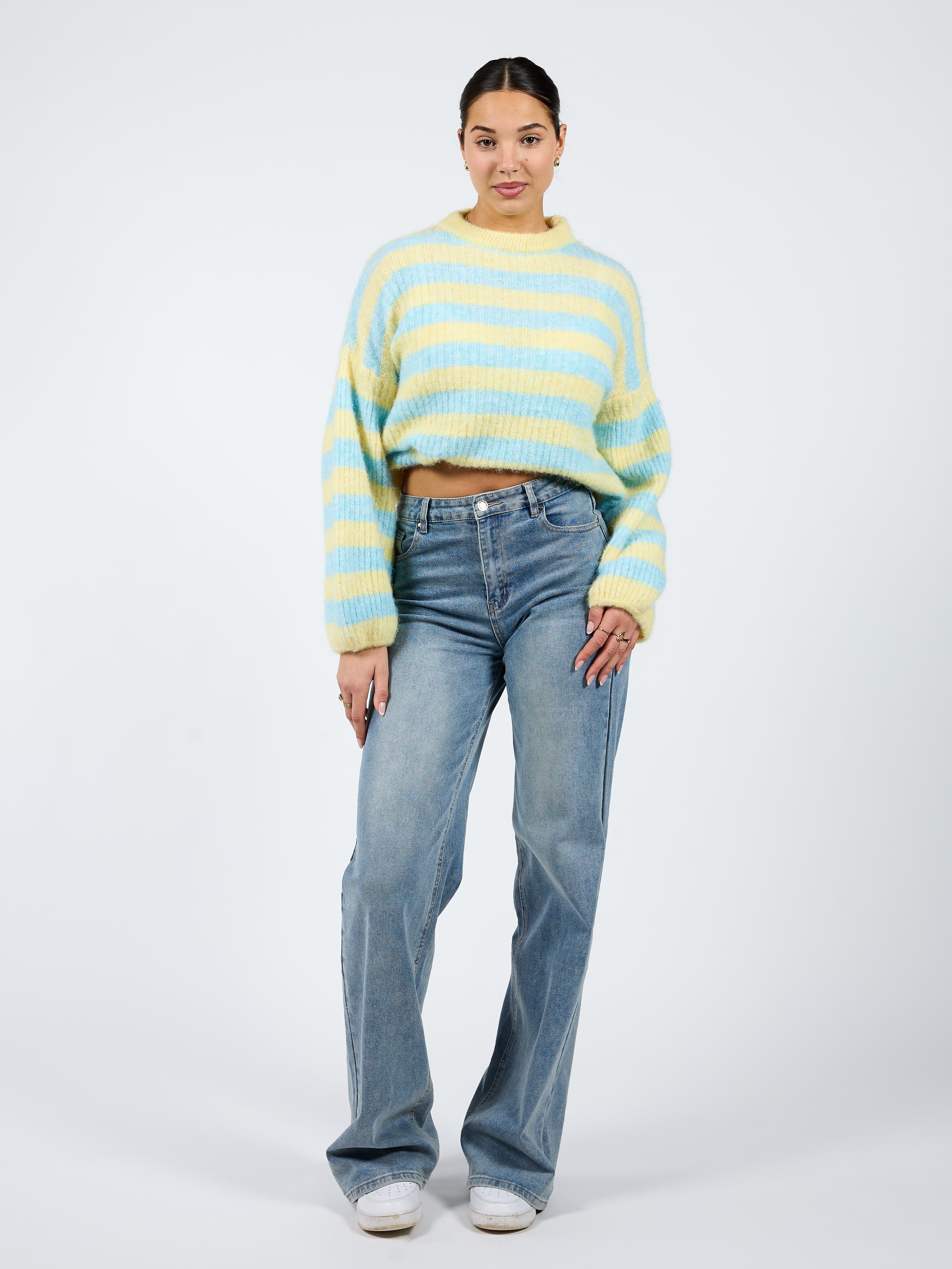 Leah Knit | Gestreept blauw geel | Tall - Image 4