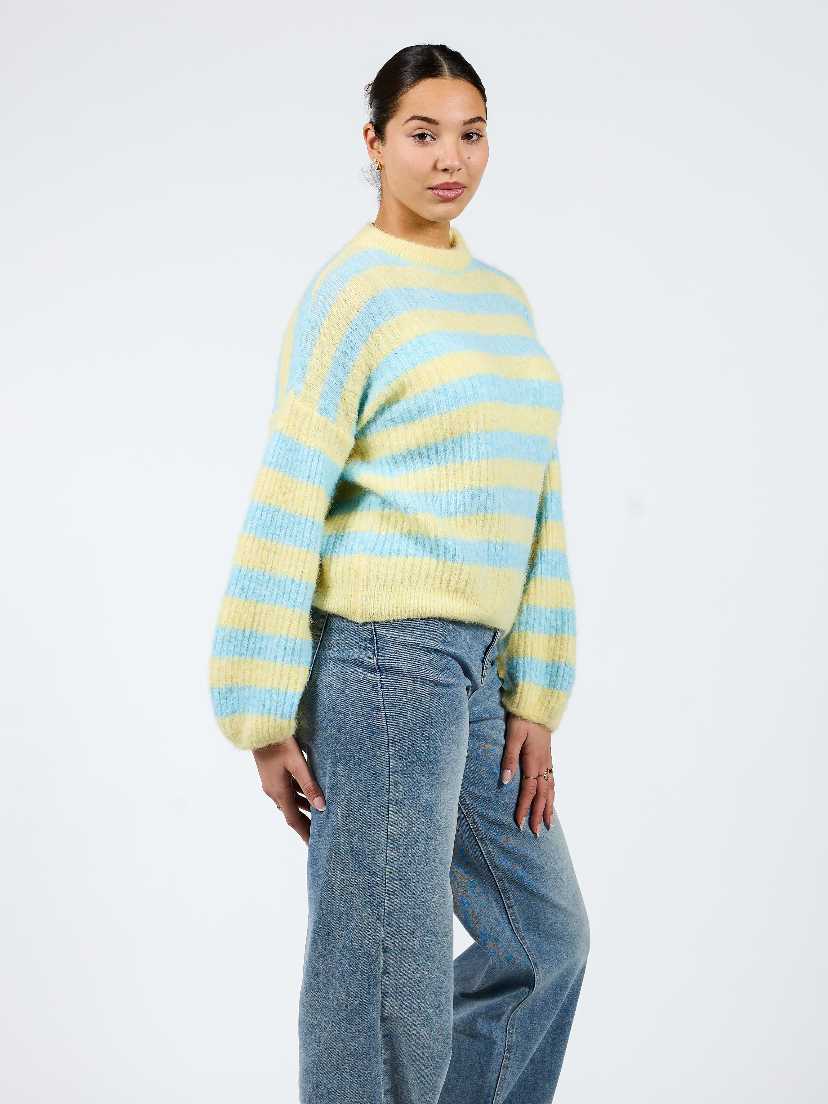 Leah Knit | Gestreept blauw geel | Tall - Image 5