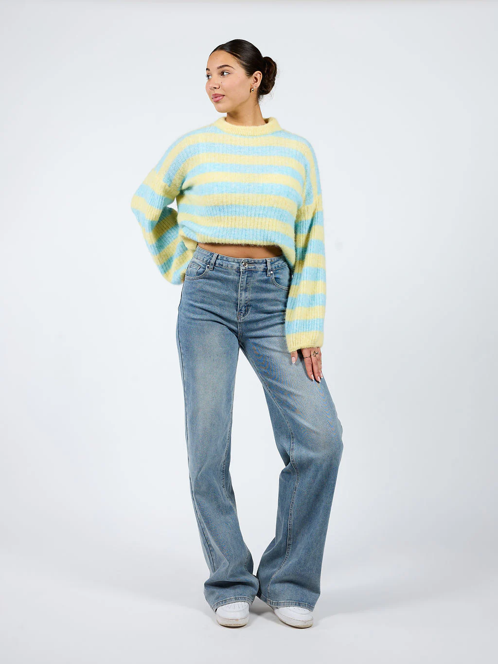 Leah Knit | Gestreept blauw geel | Tall - Image 7