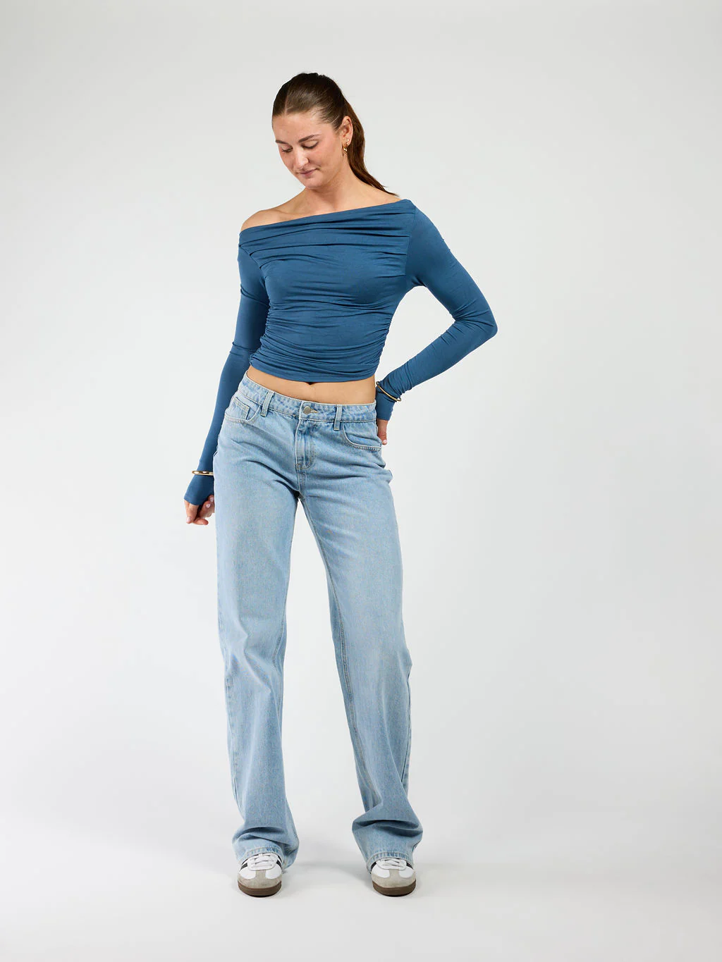 Lieke off shoulder top | Tall | Blauw - Image 5