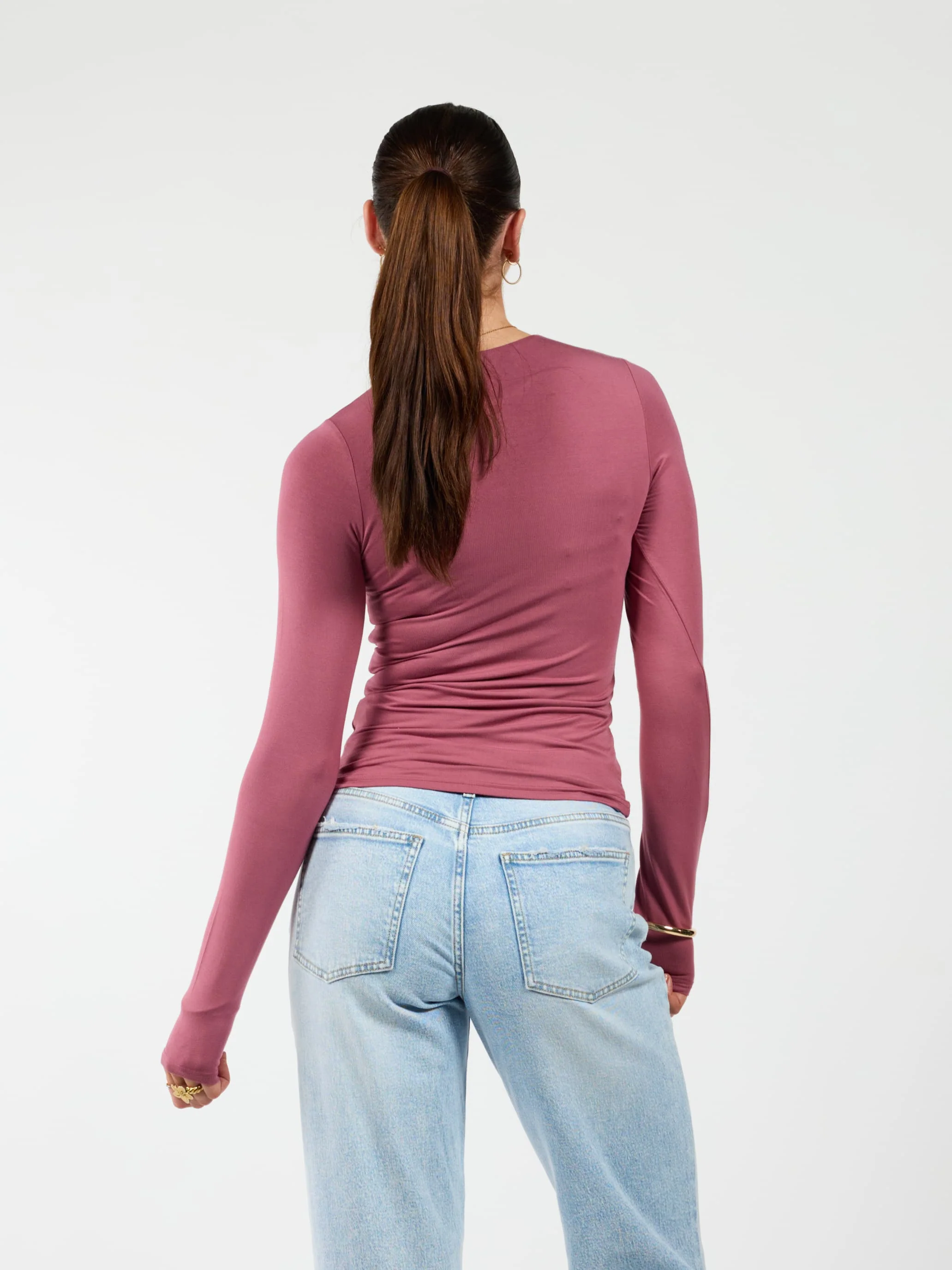 Liza long sleeve top | Mauve pink | Tall - Image 10