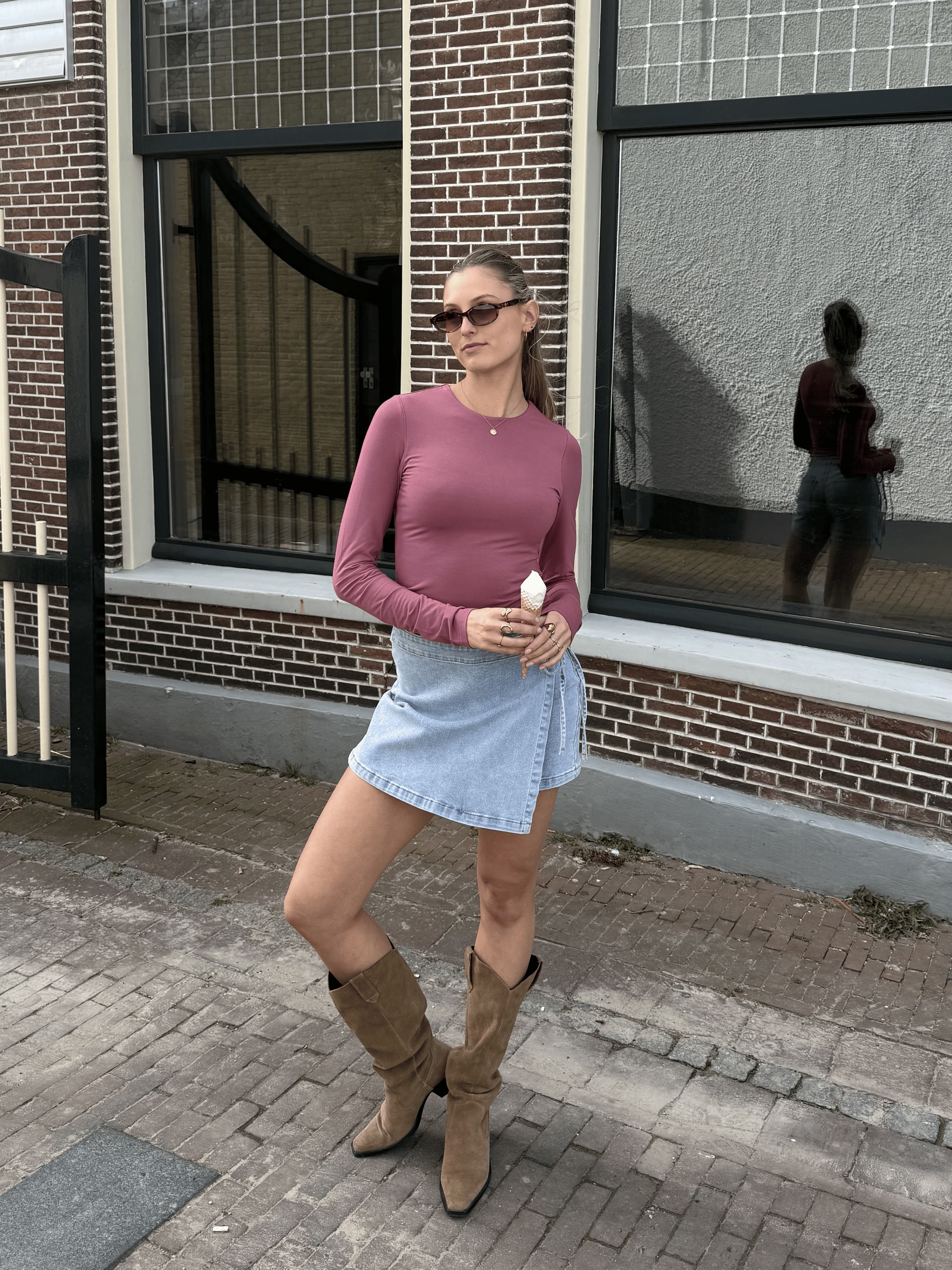 Liza long sleeve top | Mauve pink | Tall - Image 2