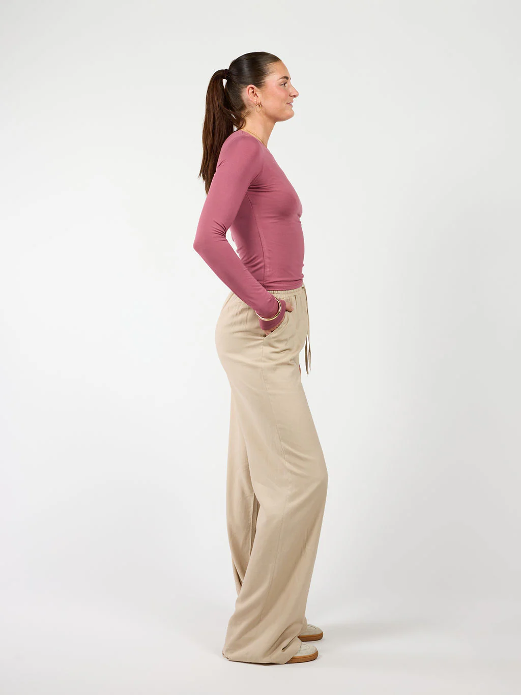 Liza long sleeve top | Mauve pink | Tall - Image 4