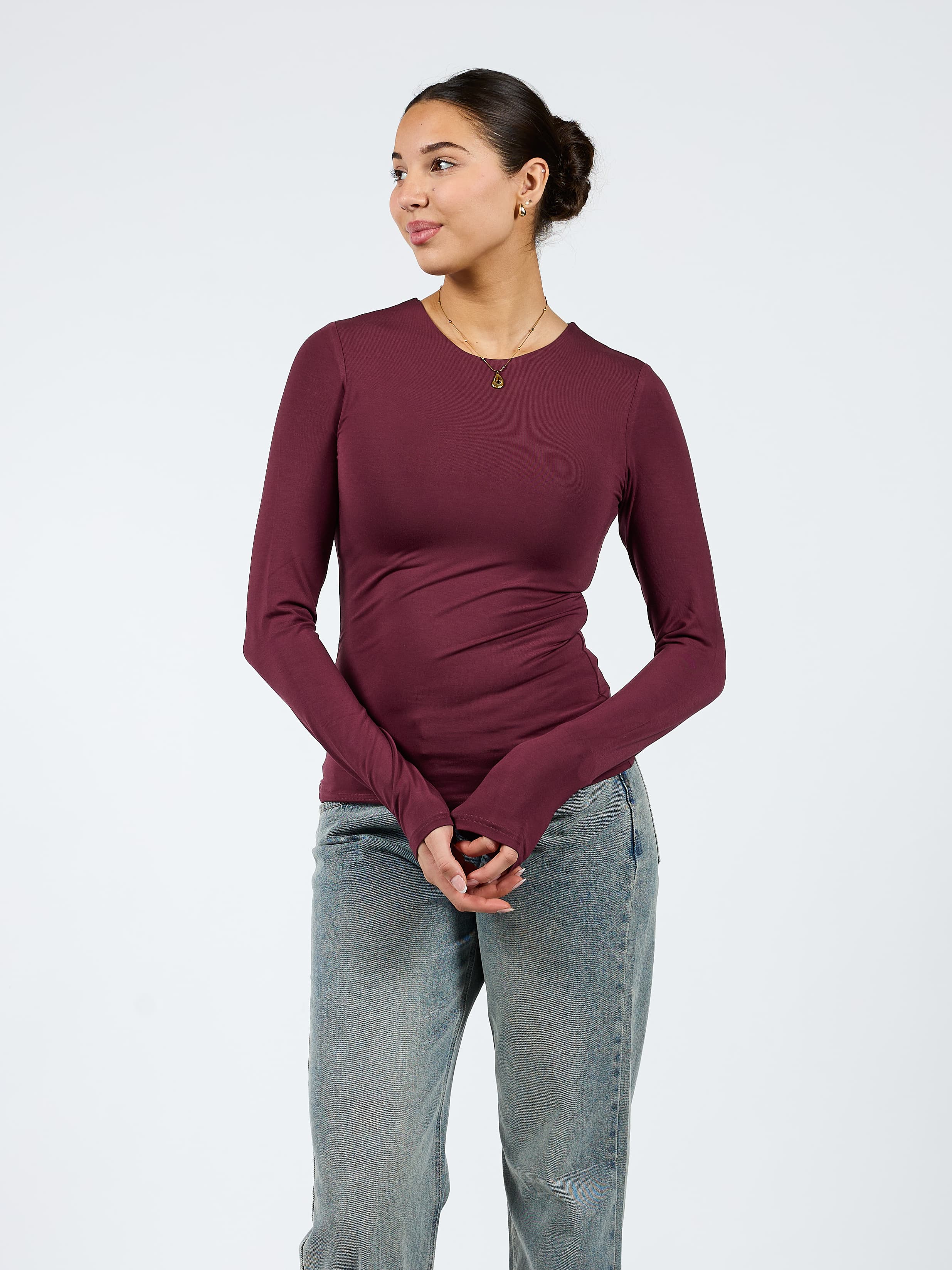 Liza long sleeve top | Bordeaux | Tall - Image 6