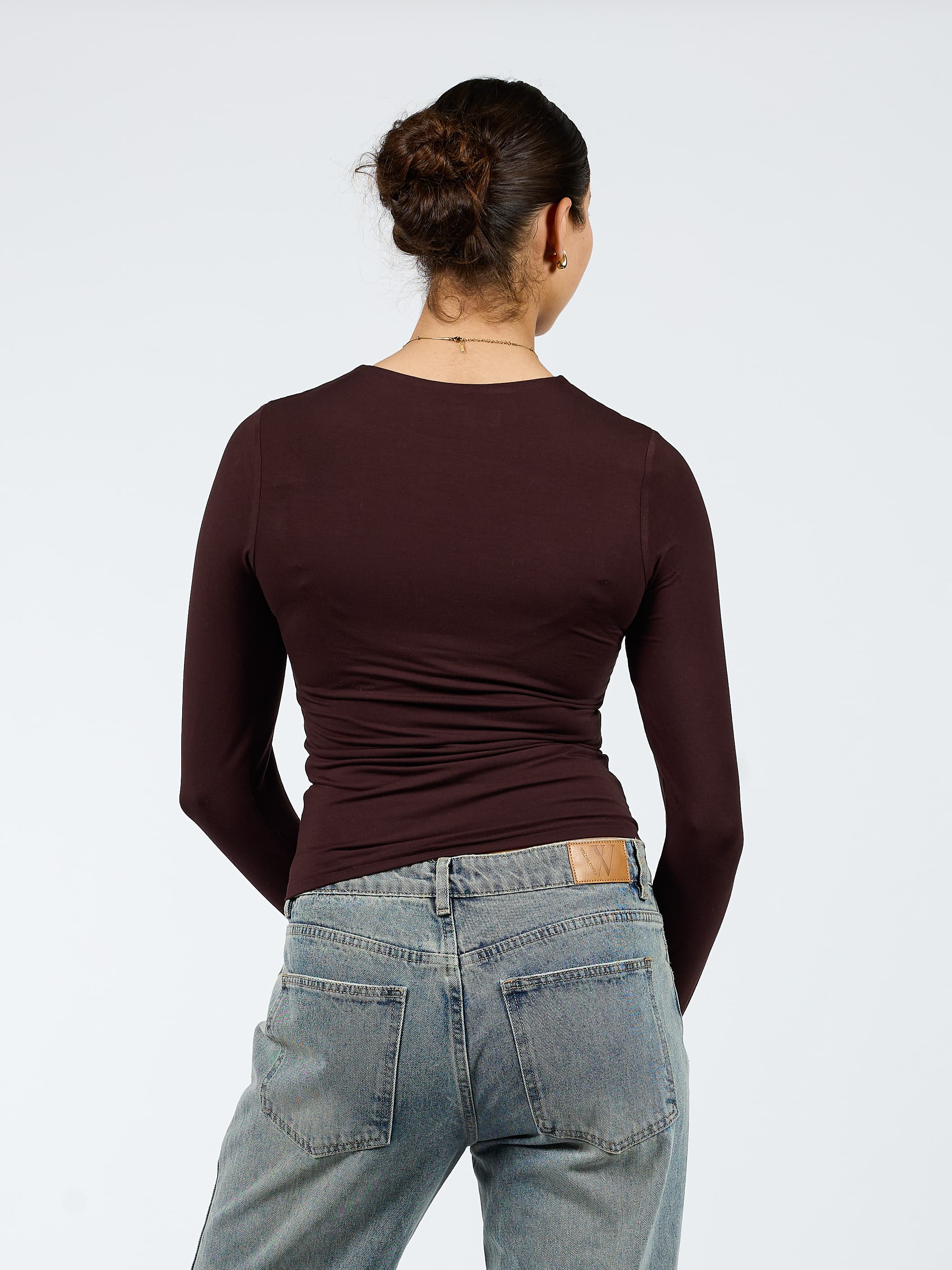 Liza long sleeve top | Donkerbruin | Tall - Image 3
