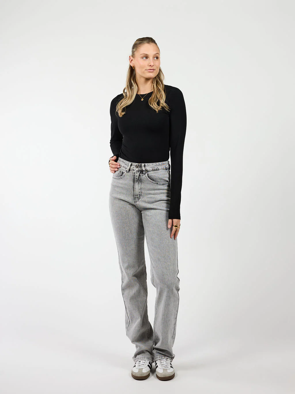 Lizza Straight Leg Jeans | Light grey | Stretch | Tall - Image 3