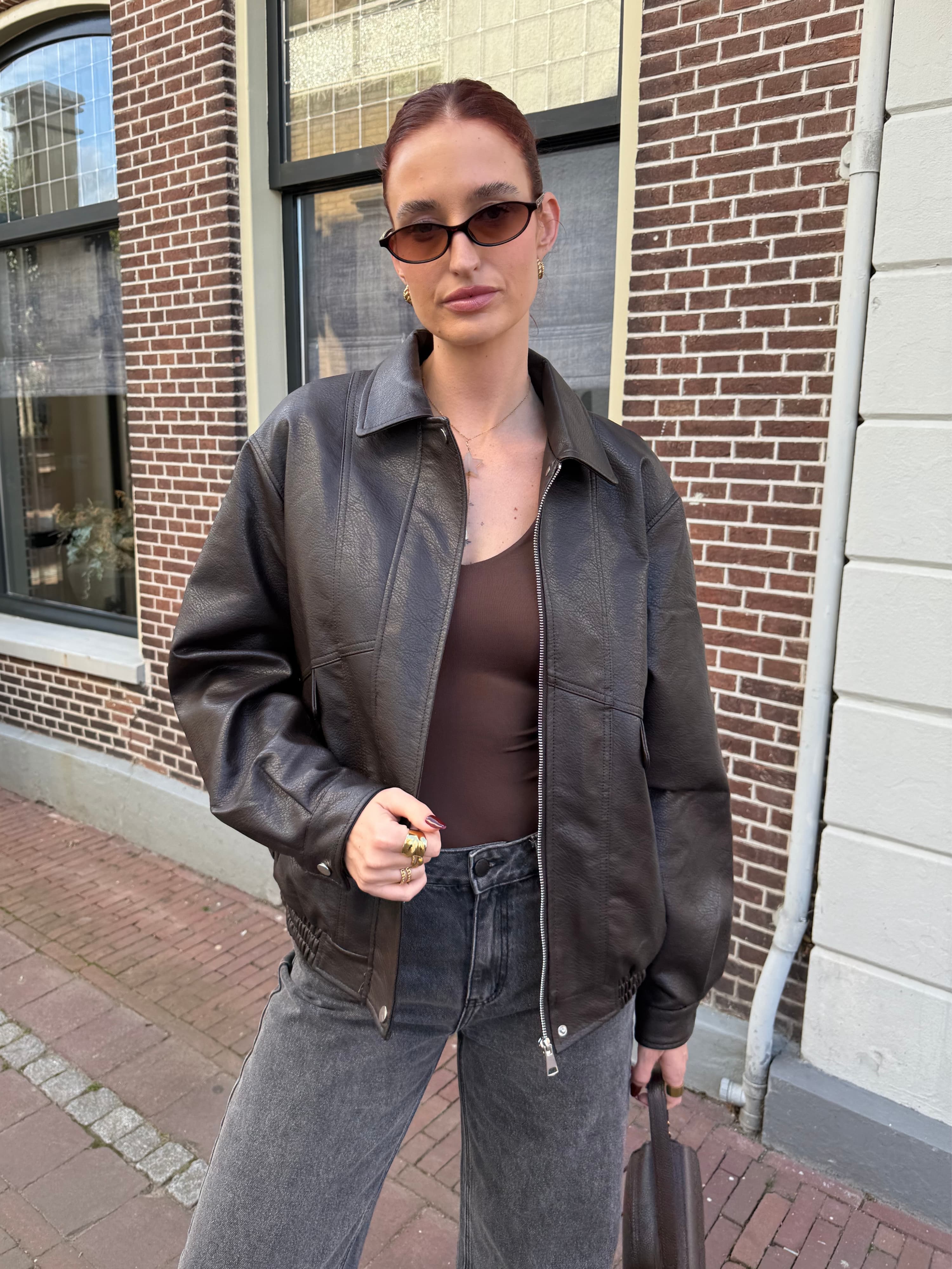 Loua oversized jacket | Donkerbruin | Tall - Image 10