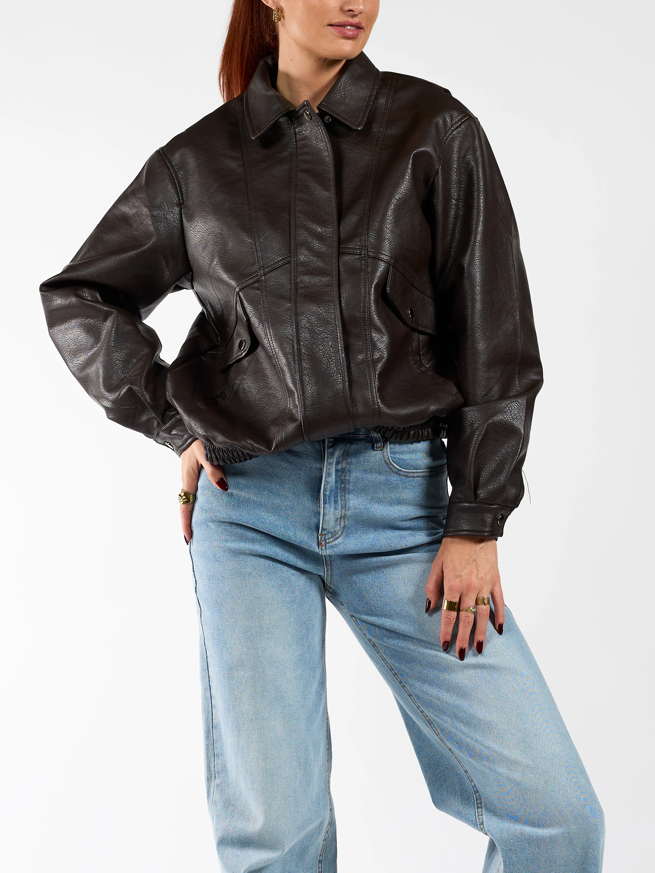 Loua oversized jacket | Donkerbruin | Tall - Image 5
