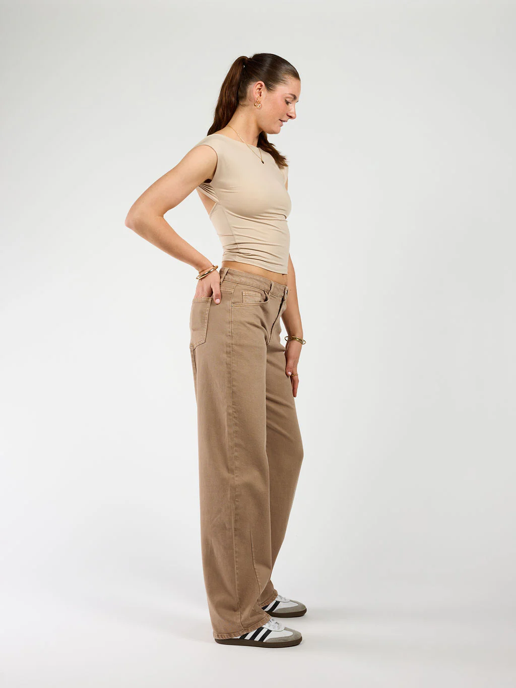 Lucie top open rug | Short sleeve | Beige | Tall - Image 4