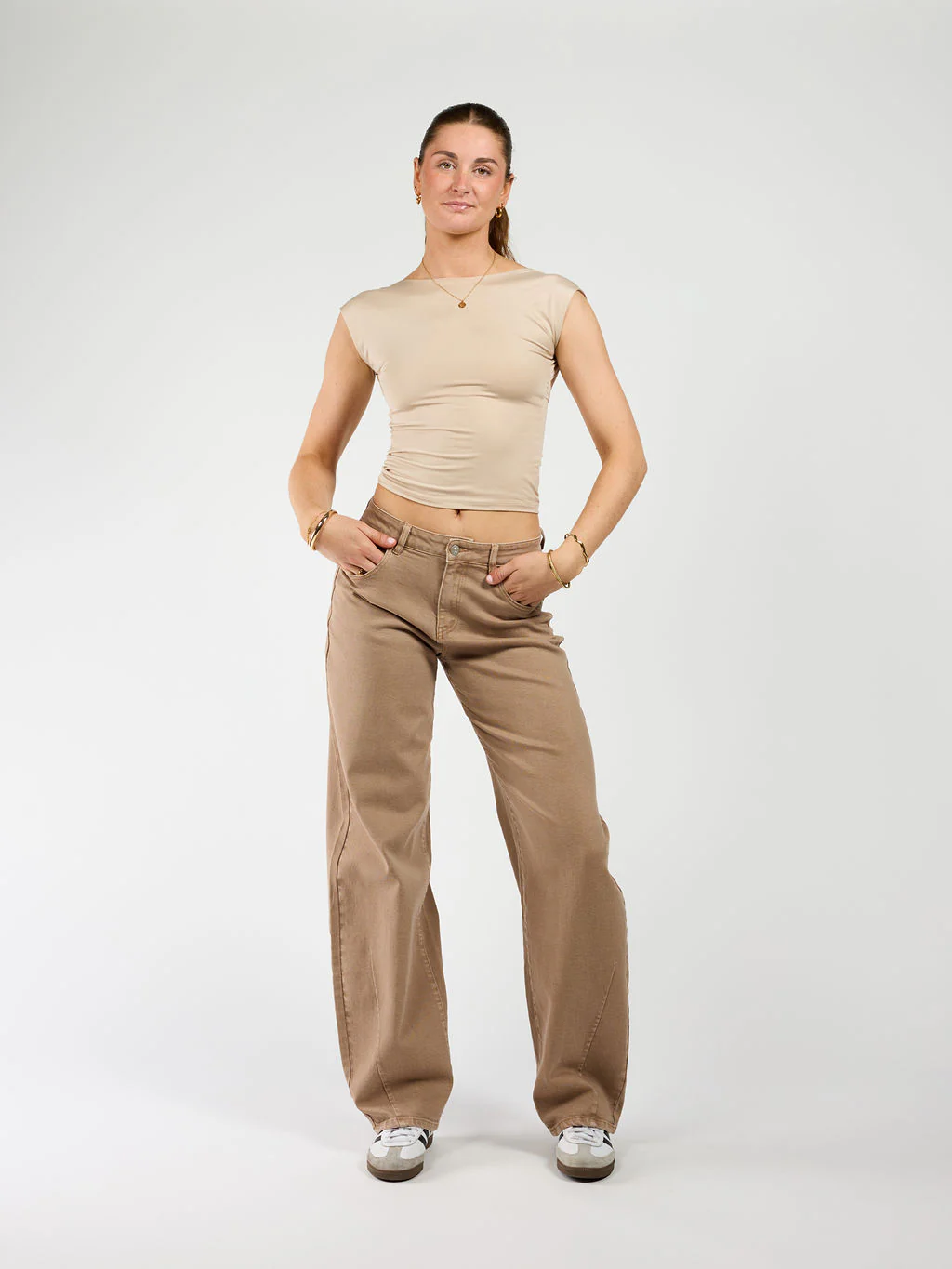 Lucie top open rug | Short sleeve | Beige | Tall - Image 5