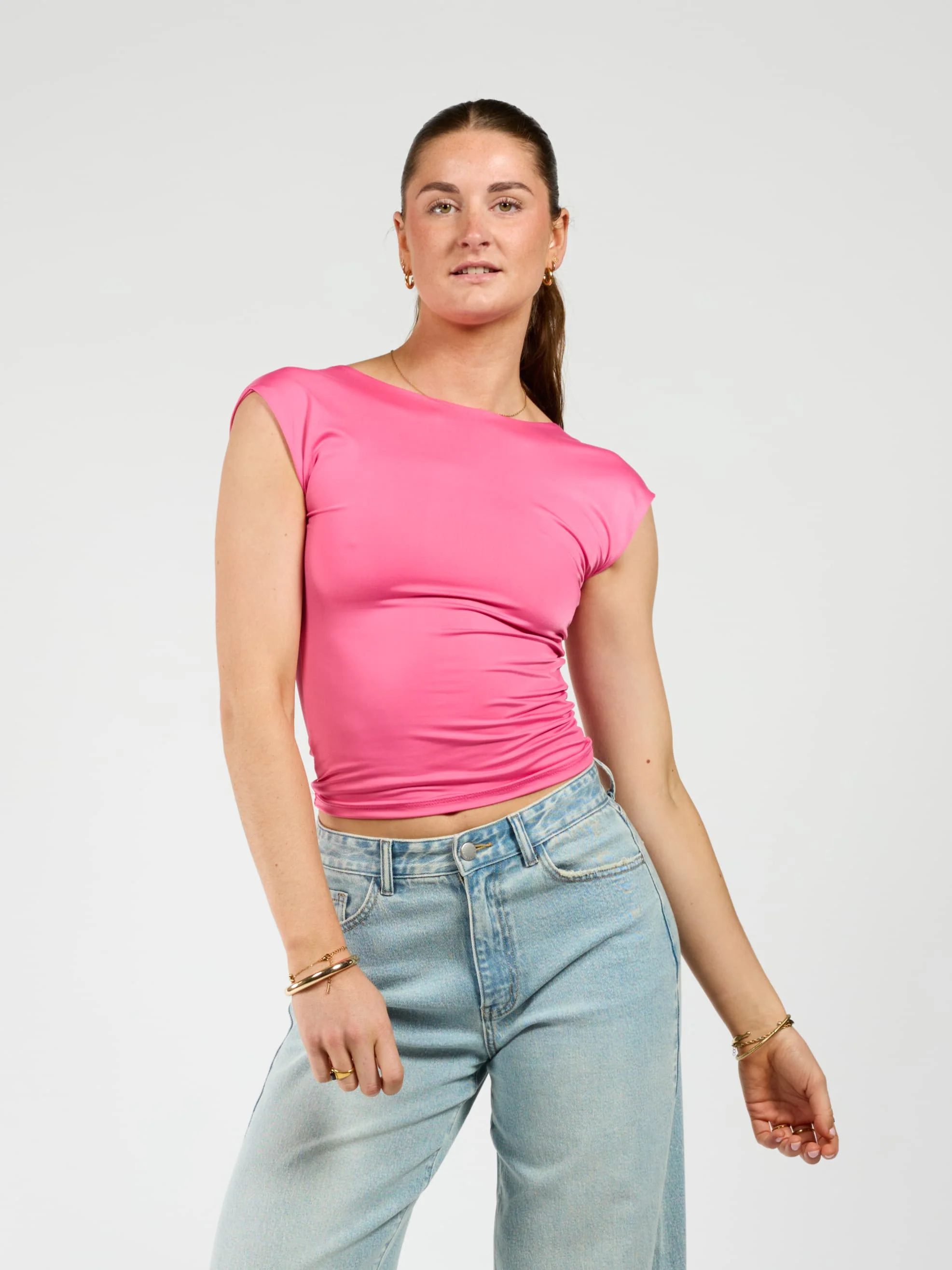 Lucie top open rug | Short sleeve | Roze | Tall - Image 2