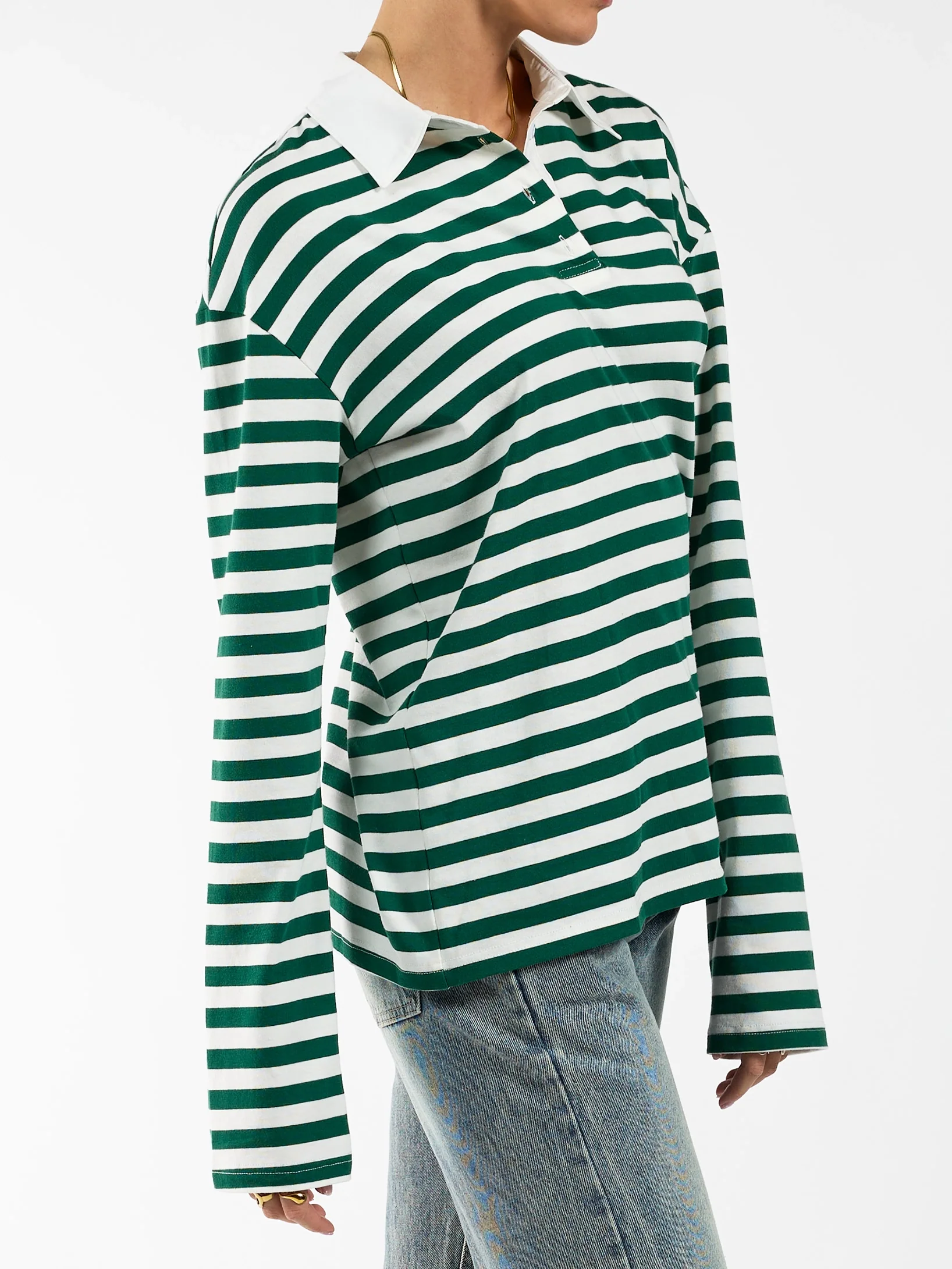 Lucy Polo | Gestreept groen wit | Tall - Image 4