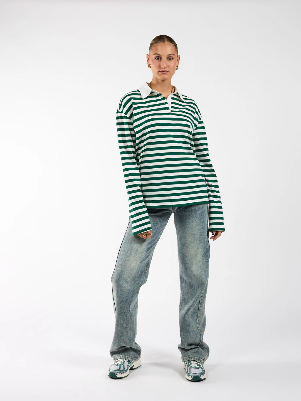 Lucy Polo | Gestreept groen wit | Tall - Image 5
