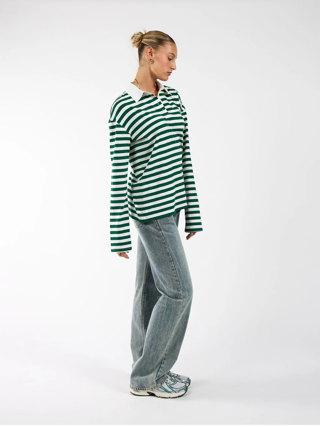 Lucy Polo | Gestreept groen wit | Tall - Image 6